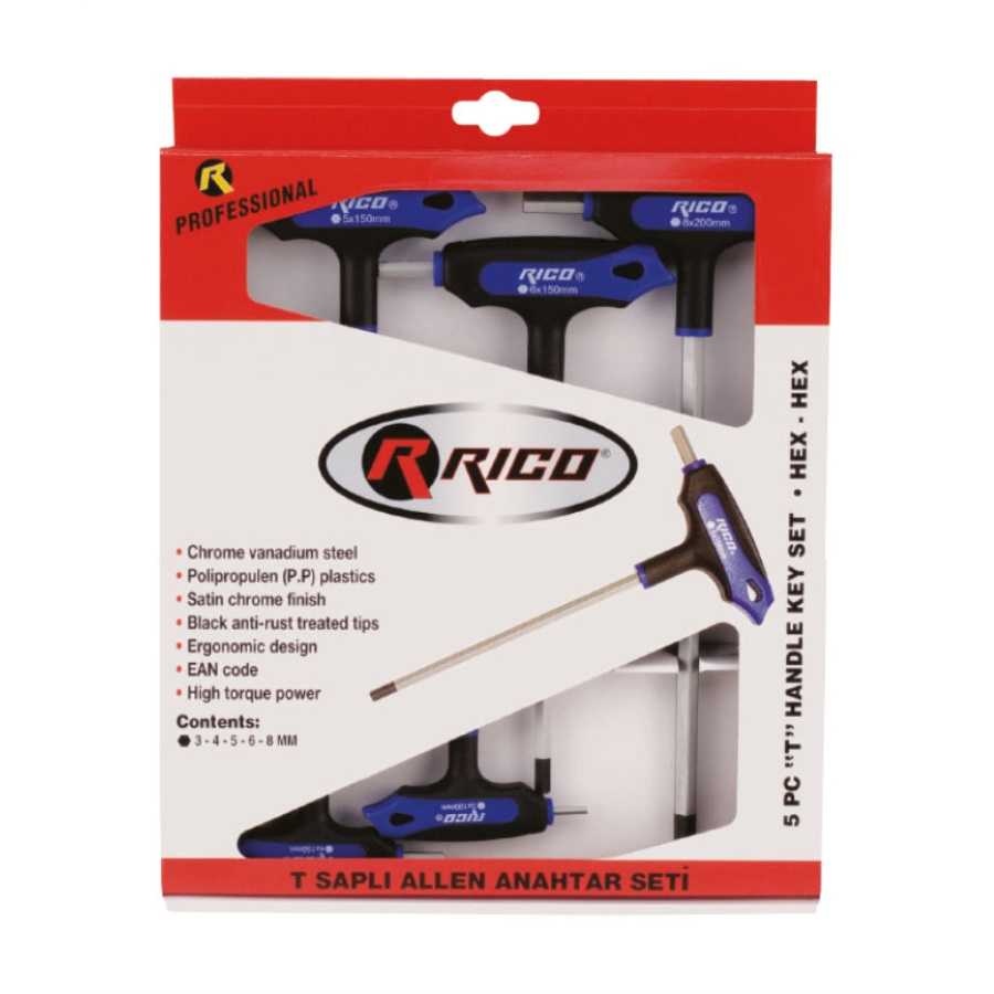 RİCO 5PC T TİP DÜZ ALLEN 013-RC5185