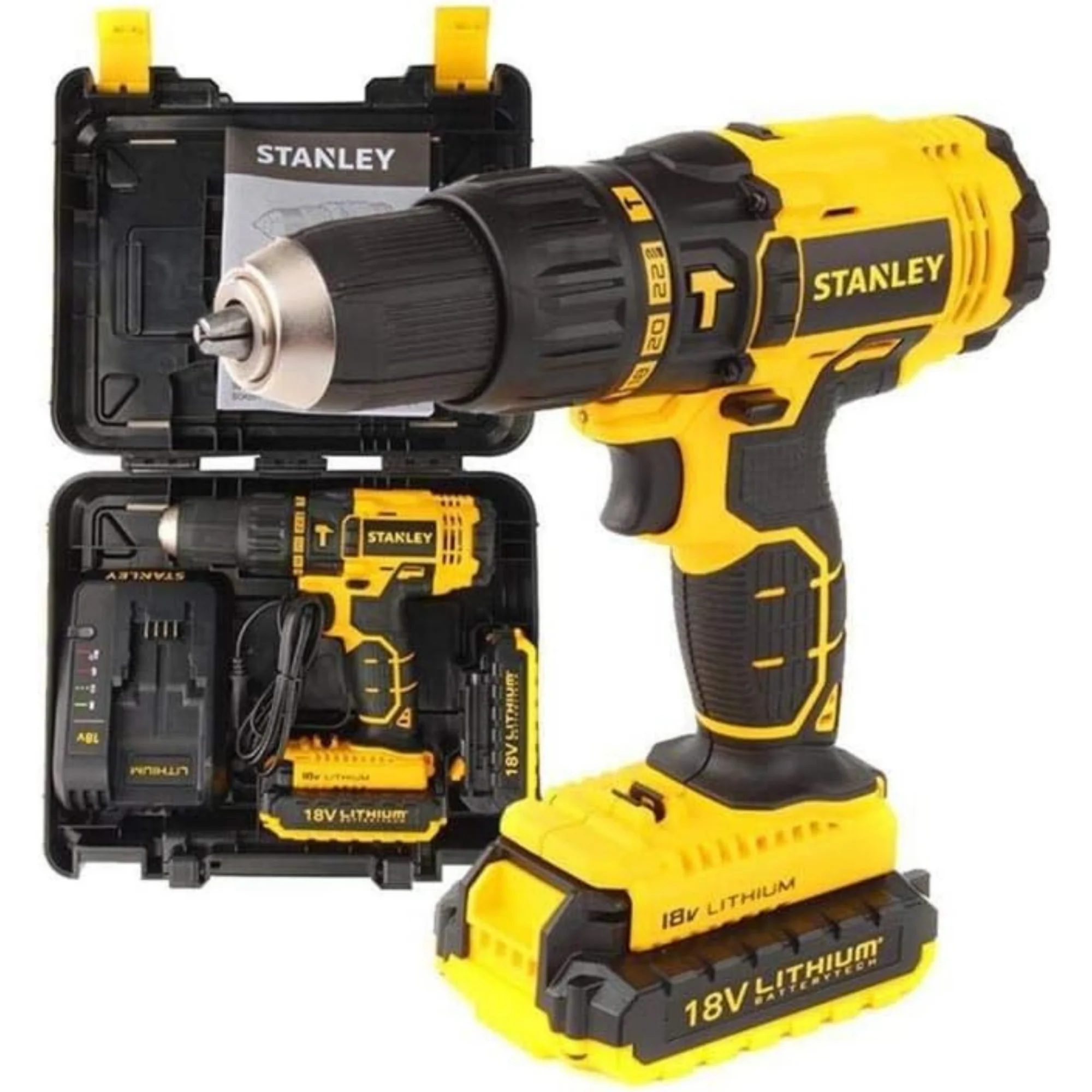 Stanley SBH20D2K-TR 18 V 1,5 Ah Li-Ion Çift Akülü Kömürsüz Profesyonel Darbeli Matkap