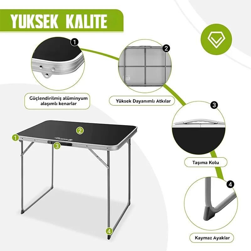 Zenith Katlanır Kamp Masası SİYAH