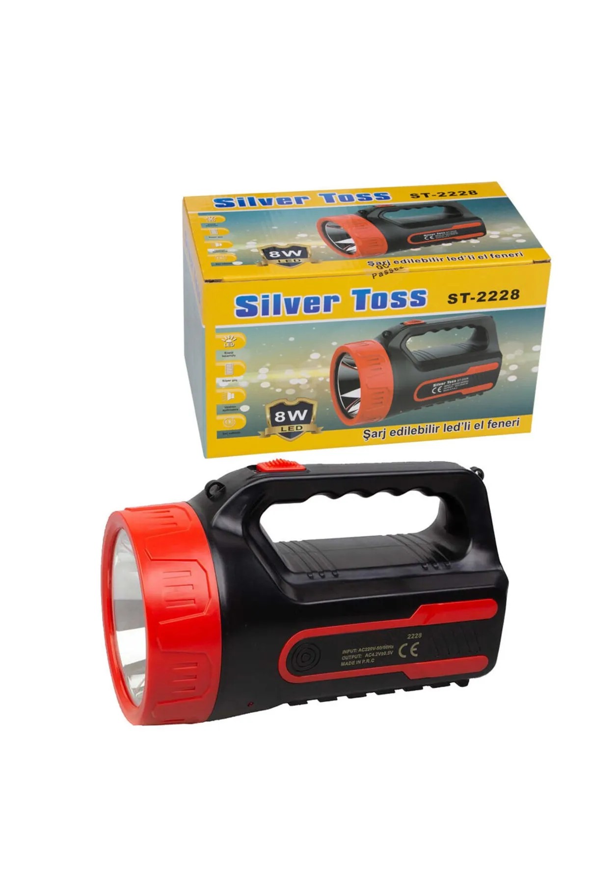 Silvertoss Silver Süper Güçlü El Feneri Silver Toss St-2886 Projektör El Feneri Şarjlı + Işıldak 5 Watt Silver Toss