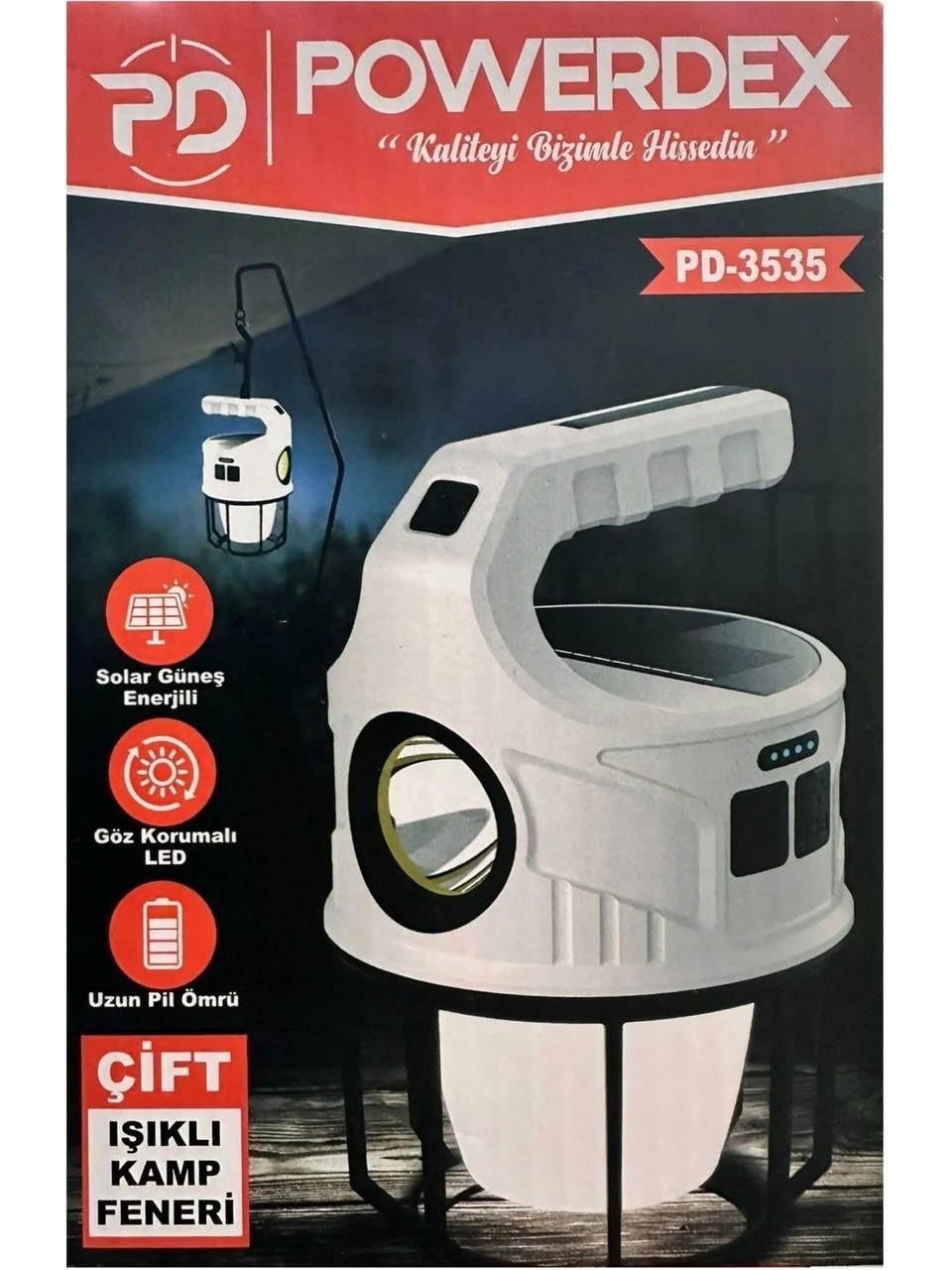 POWERDEX ÇİFT IŞIKLI SOLAR KAMP LAMBASI