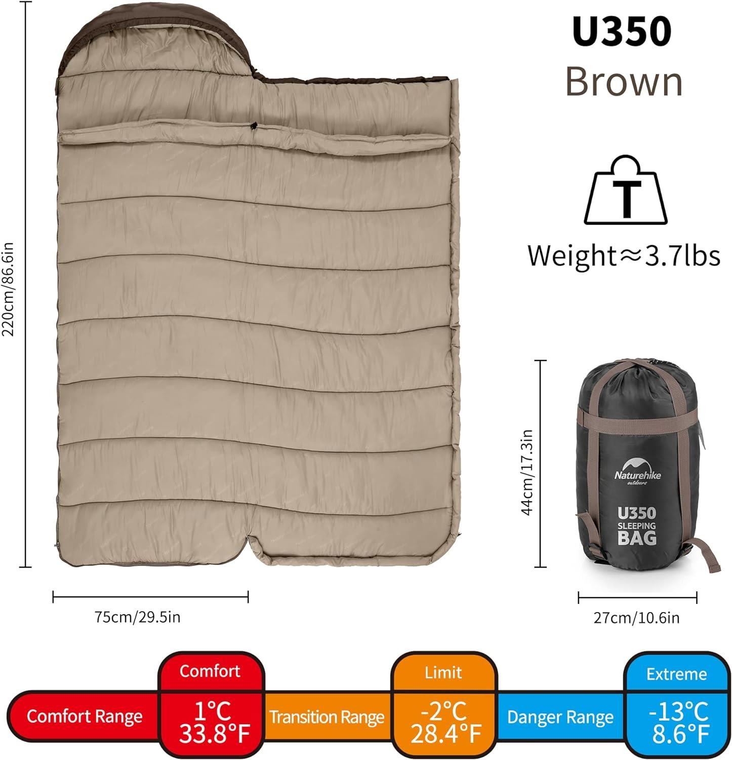 Naturehike U350 Zarf Tarzı Kapüşonlu Uyku Tulumu -13 C