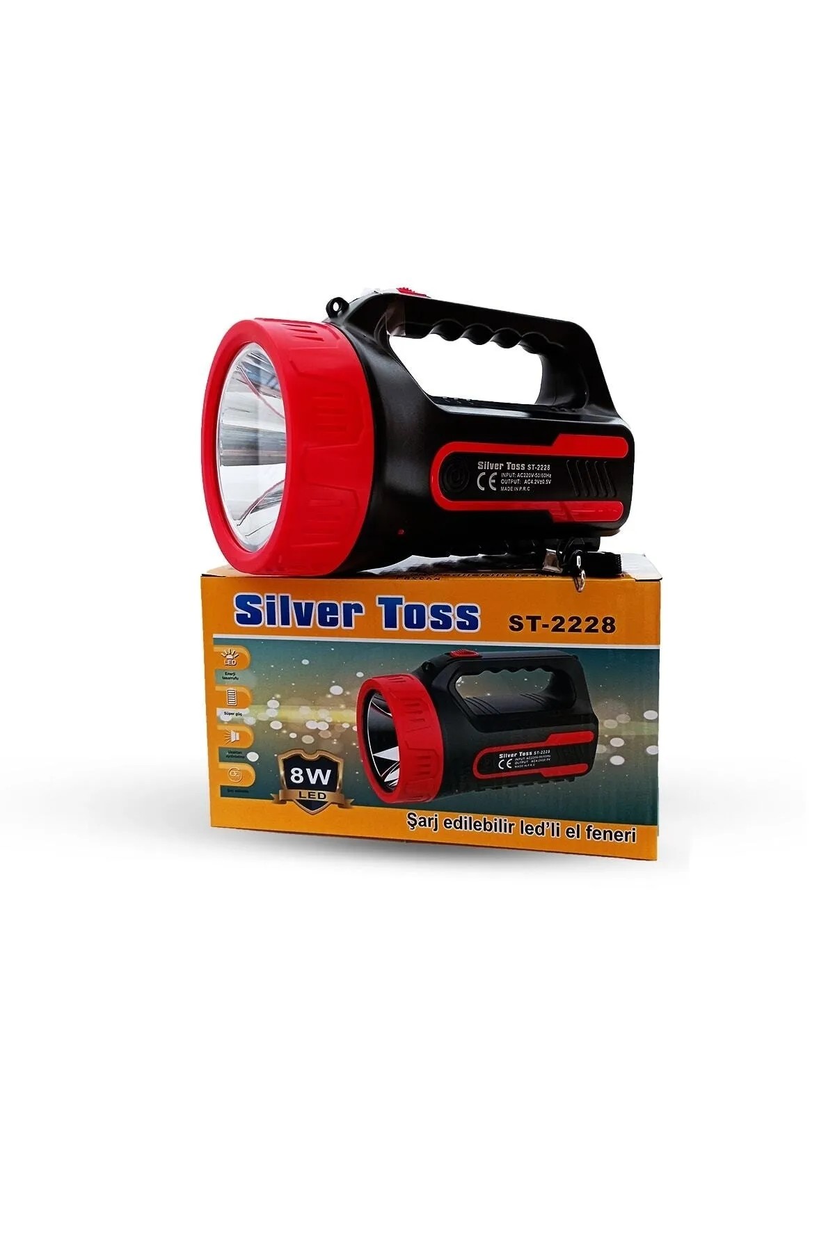 Silvertoss Silver Süper Güçlü El Feneri Silver Toss St-2886 Projektör El Feneri Şarjlı + Işıldak 5 Watt Silver Toss