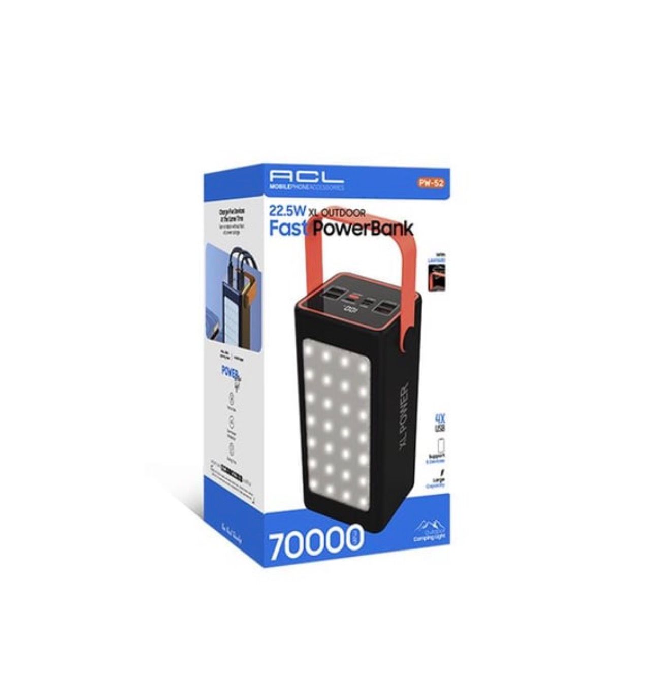 70000 mAh 22.5W Hızlı Şarj Powerbank & LED Işıklı Kamp Lambası