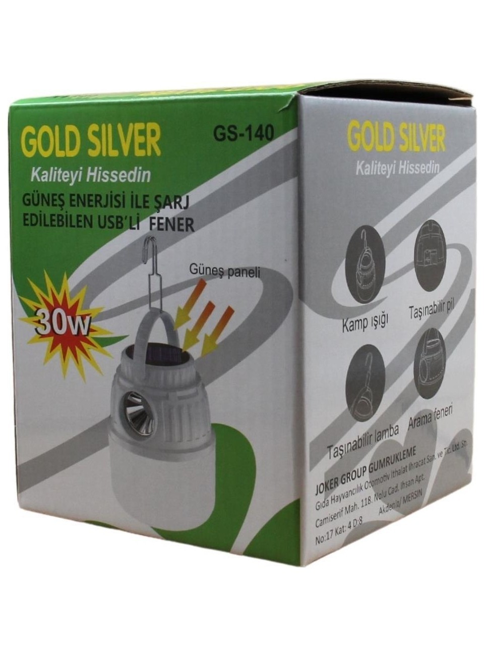 GOLD SILVER GS-140 USB LI GUNES PANELLİ KAMP LAMBASI