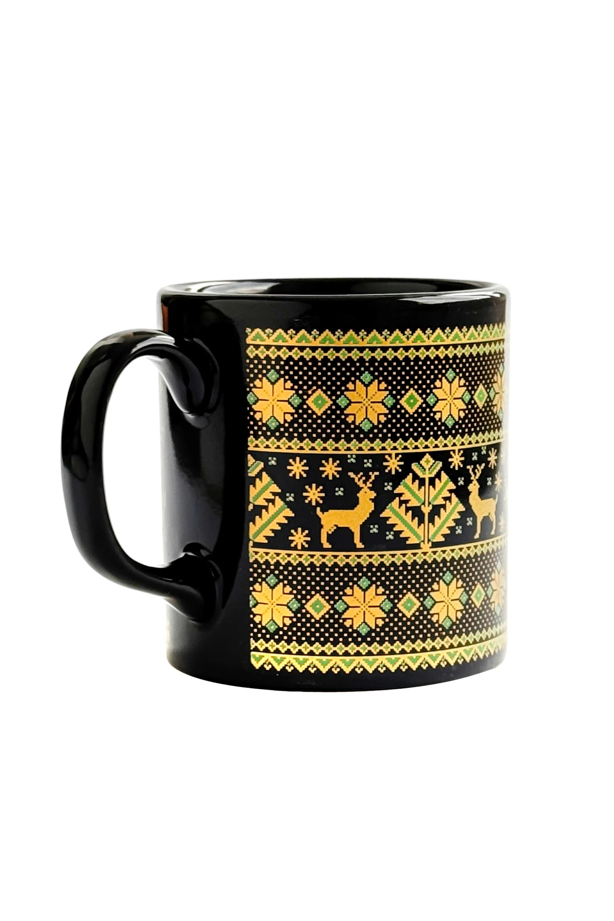 Kazak Desenli Seramik Altın Yaldızlı Yılbaşı Kupası