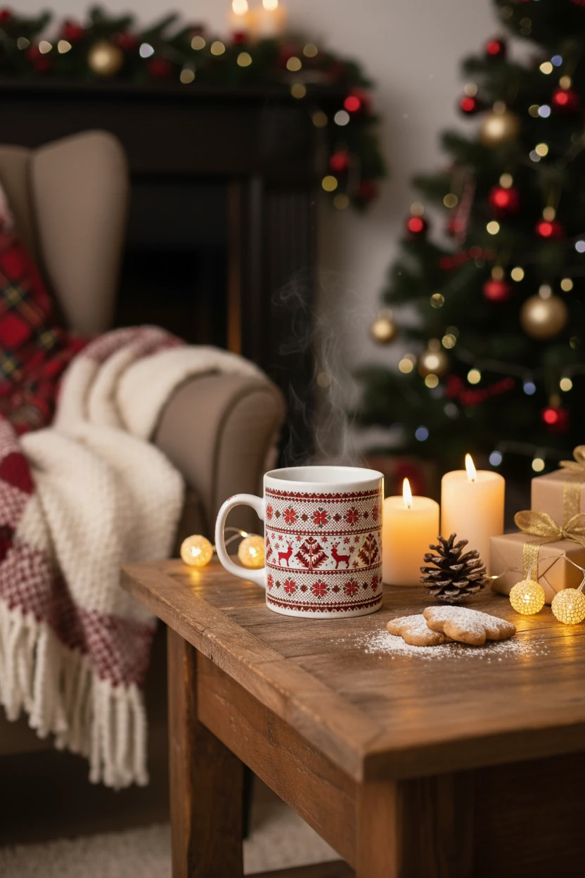 Yılbaşı Desenli Seramik Kupa