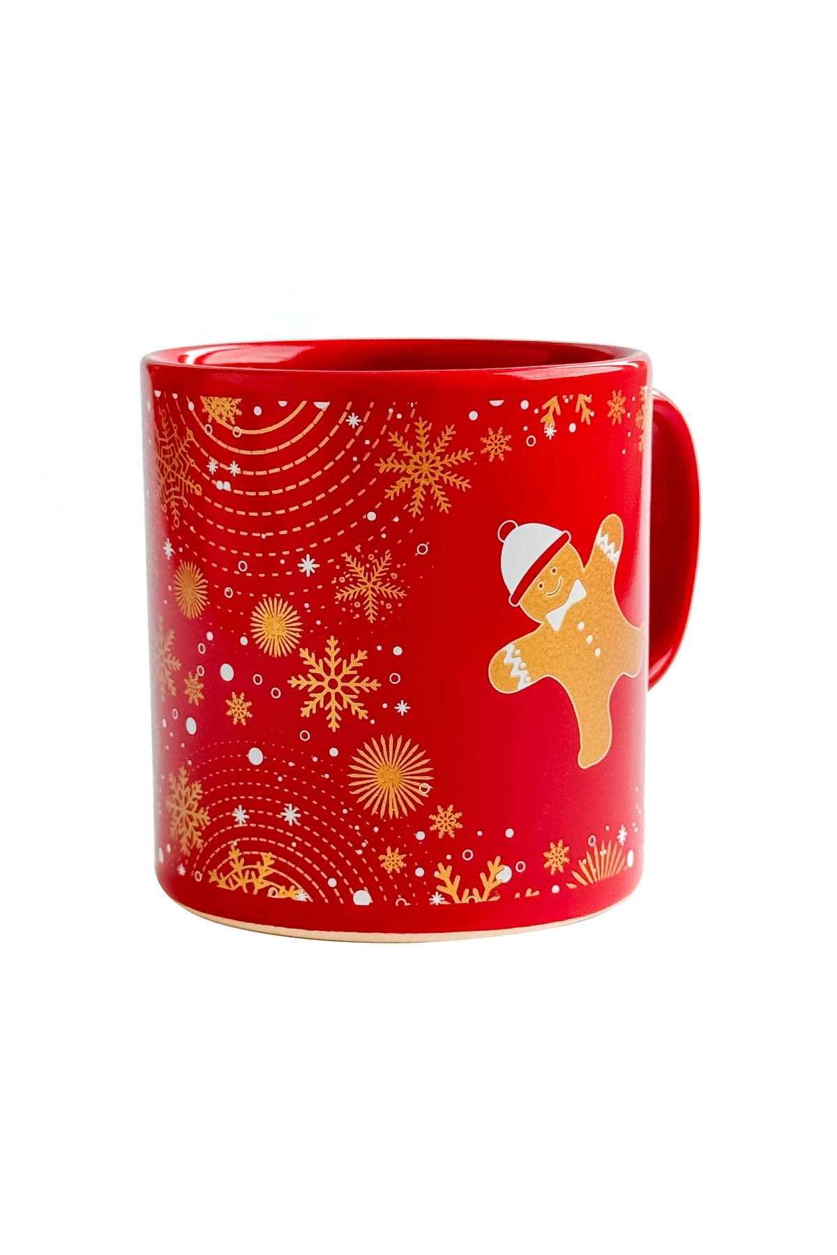 Kurabiye Adam Desenli Seramik Altın Yaldızlı Yılbaşı Kupası