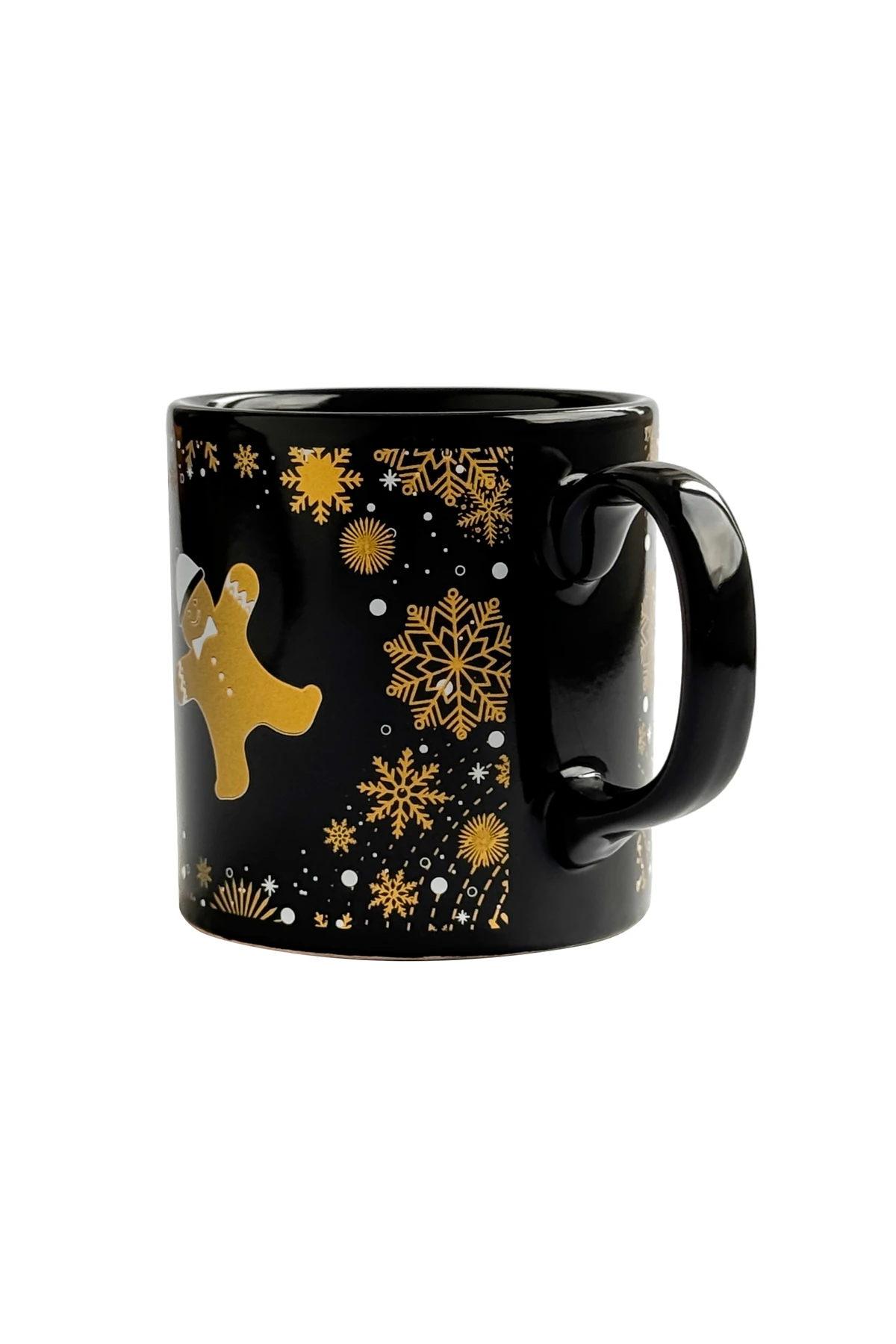 Kurabiye Adam Desenli Seramik Altın Yaldızlı Yılbaşı Kupası