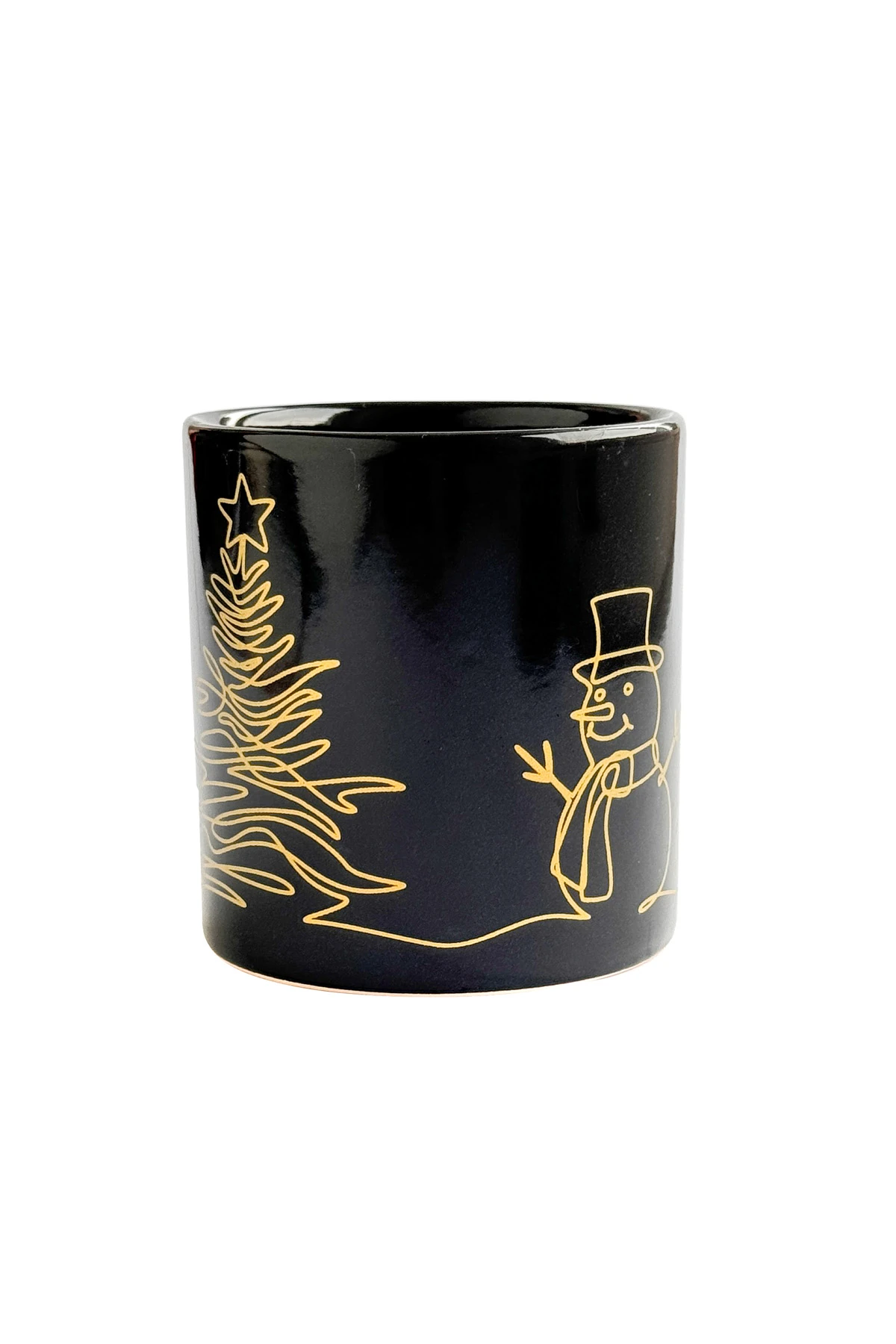 Yılbaşı Ağacı Desenli Seramik Altın Yaldızlı Yılbaşı Kupası