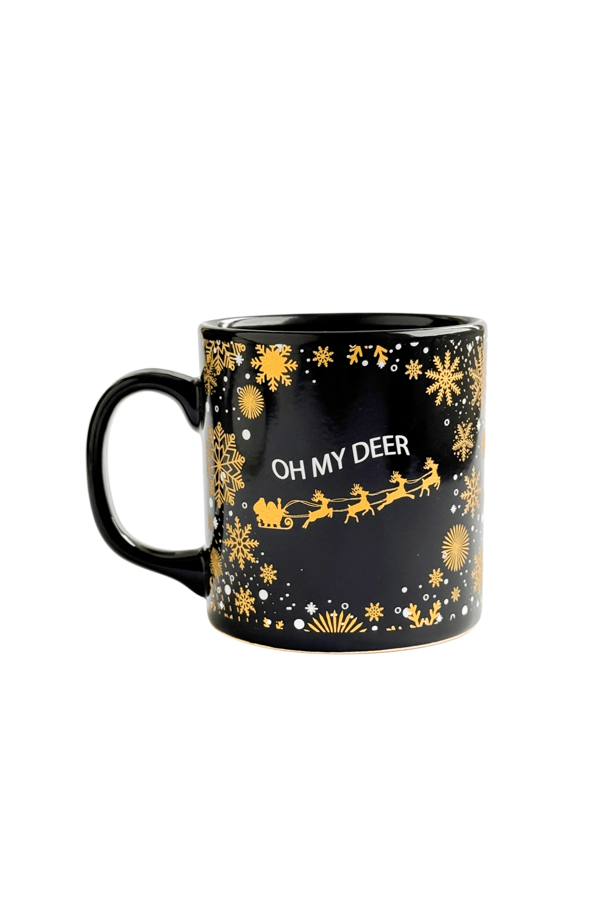 Geyik Desenli Oh My Deer Seramik Altın Yaldızlı Yılbaşı Kupası