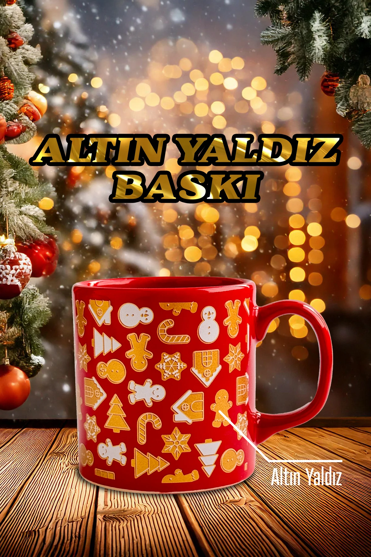 Seramik Altın Yaldızlı Yılbaşı Kupası