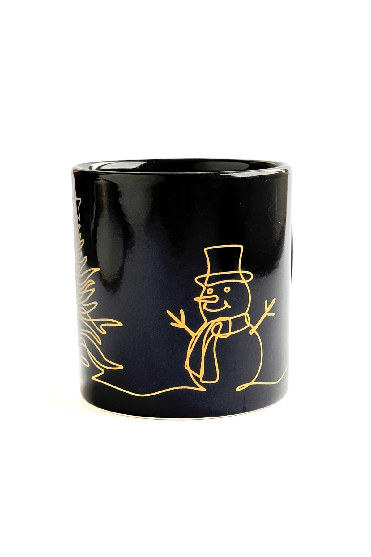 Yılbaşı Ağacı Desenli Seramik Altın Yaldızlı Yılbaşı Kupası