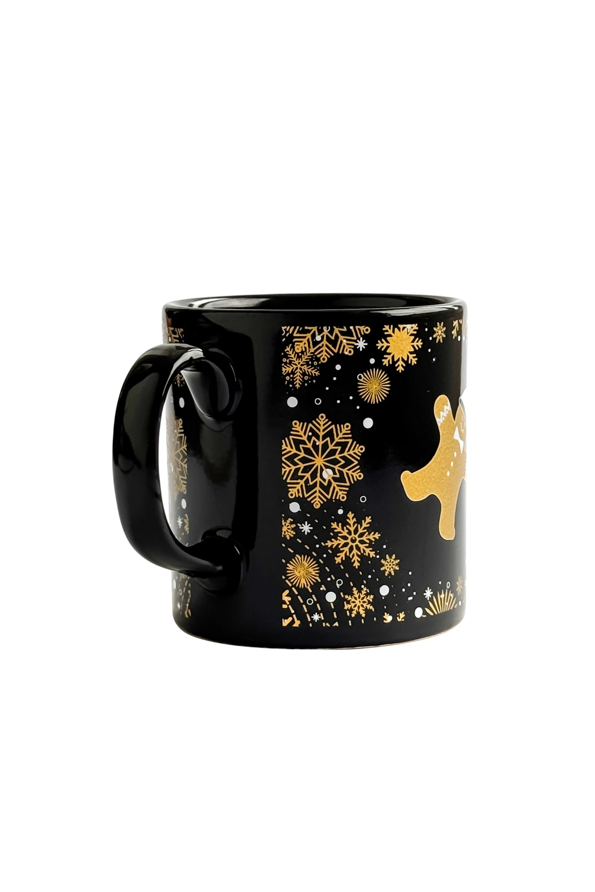 Kurabiye Adam Desenli Seramik Altın Yaldızlı Yılbaşı Kupası