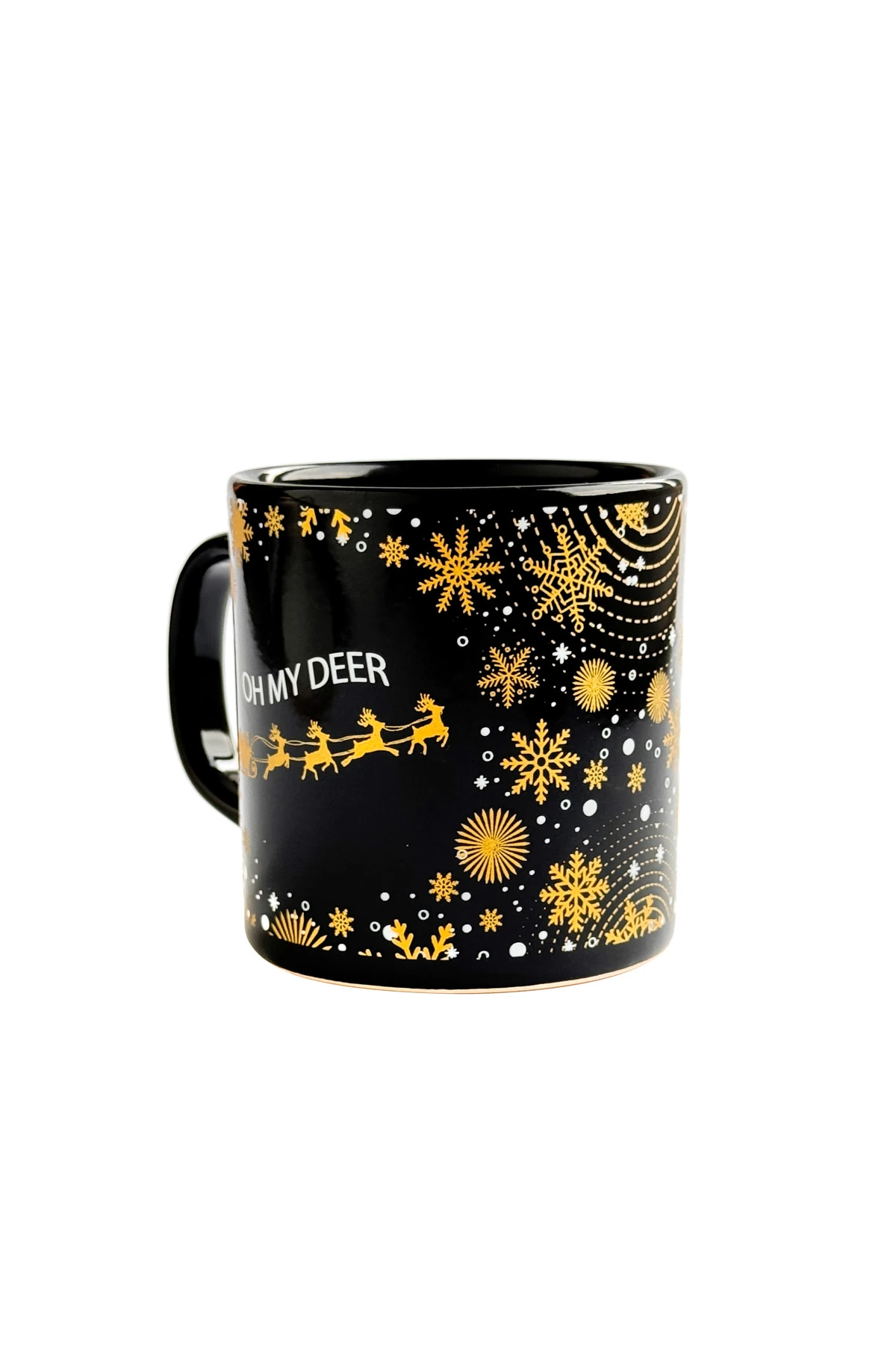 Geyik Desenli Oh My Deer Seramik Altın Yaldızlı Yılbaşı Kupası