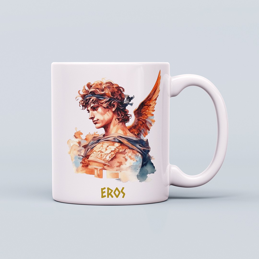 Yunan Tanrıları Temalı 330ml Seramik Kahve Kupası – Eros