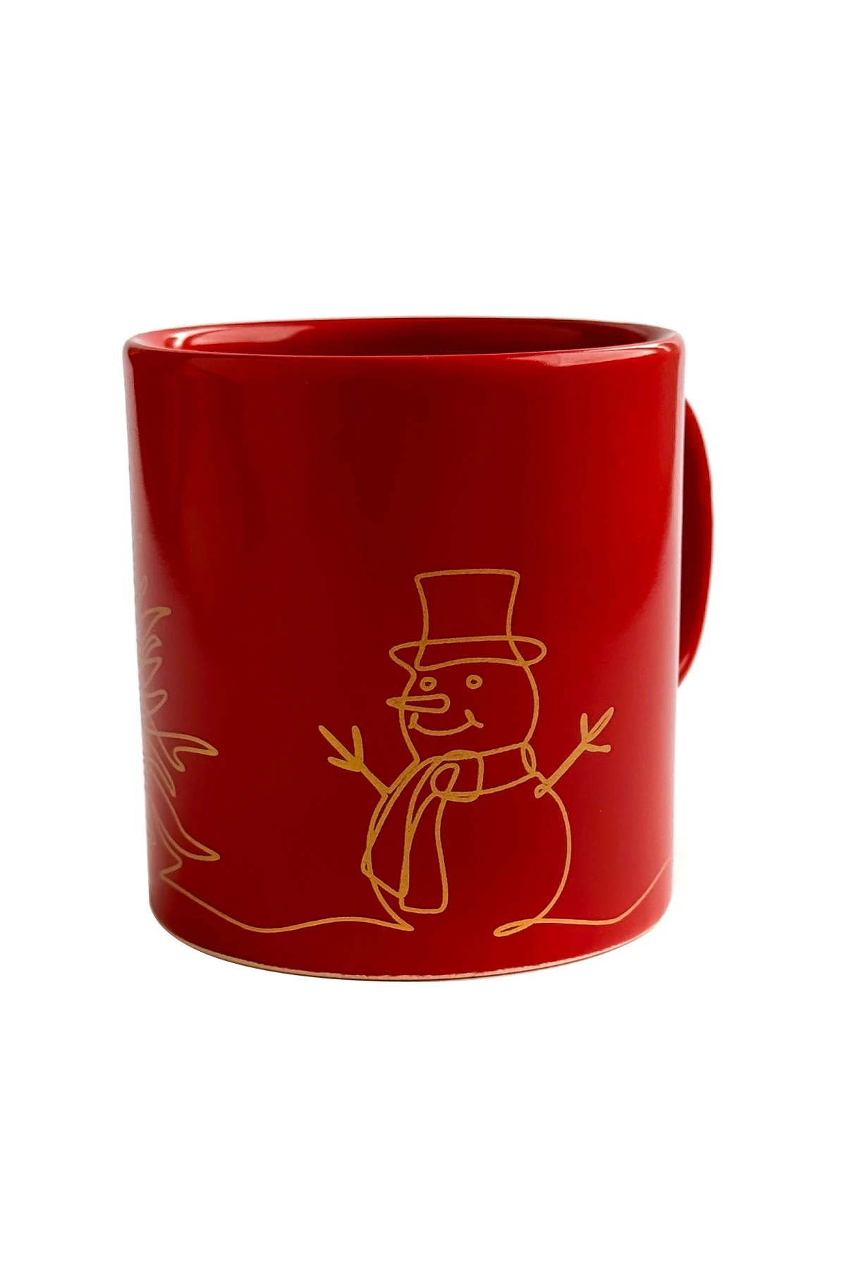 Yılbaşı Ağacı Desenli Seramik Altın Yaldızlı Yılbaşı Kupası