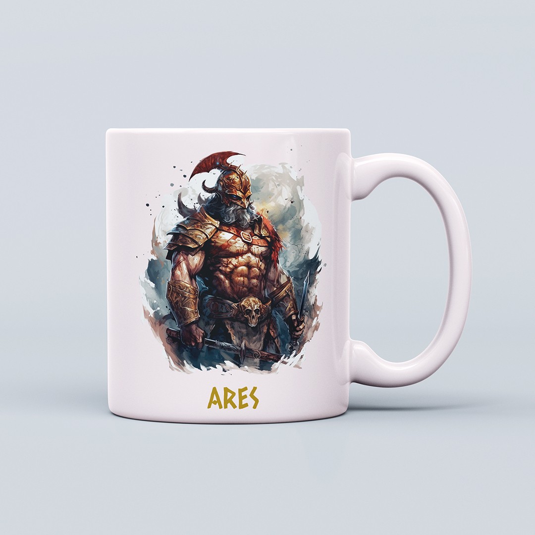 Yunan Tanrıları Temalı 330ml Seramik Kahve Kupası – Ares