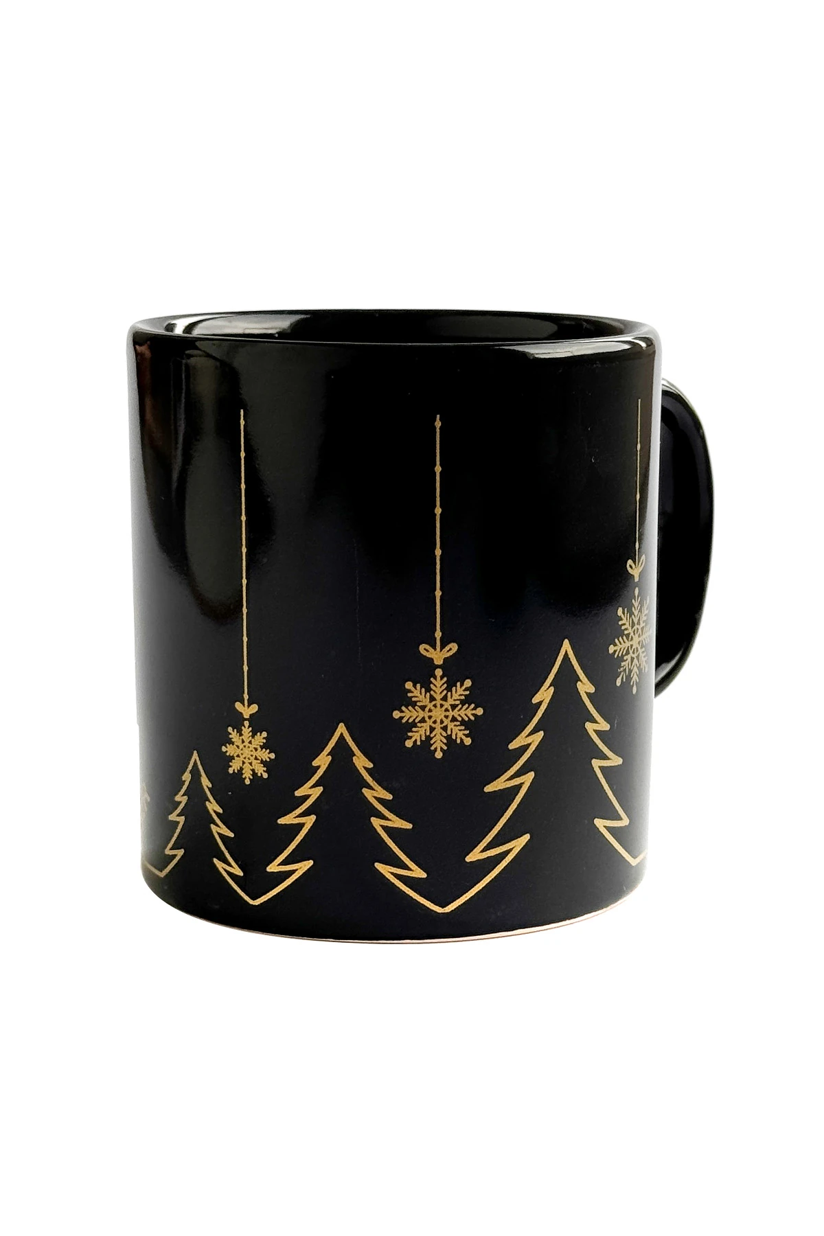 Geyik Desenli Seramik Altın Yaldızlı Yılbaşı Kupası