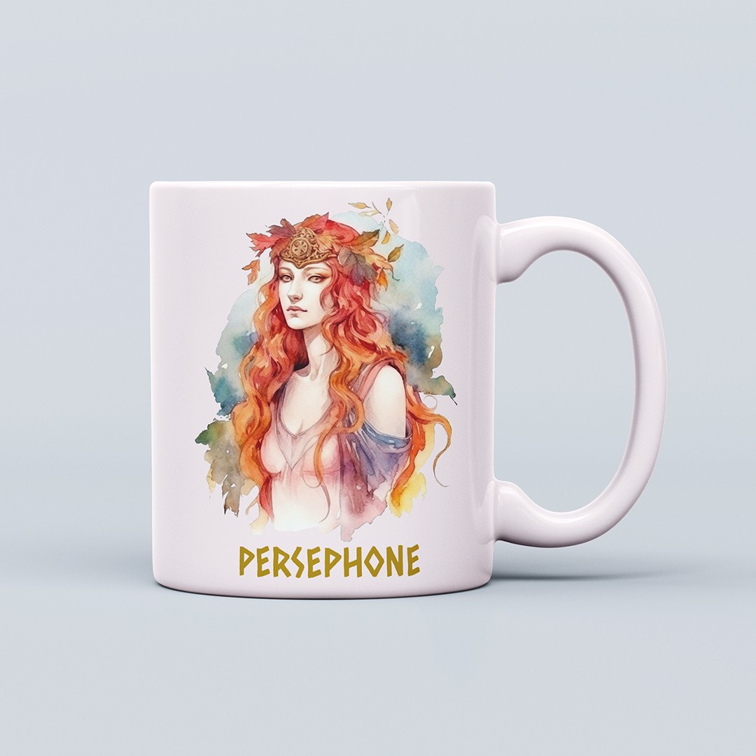 Yunan Tanrıları Temalı 330ml Seramik Kahve Kupası – Persephone