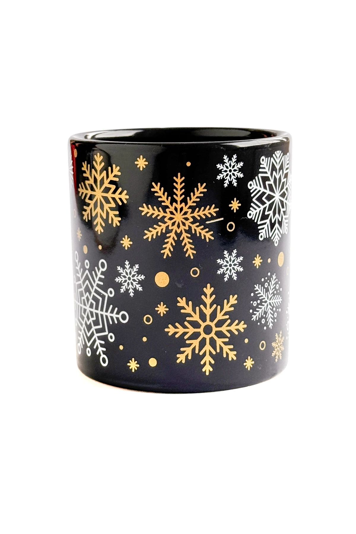 Kar Tanesi Desenli Seramik Altın Yaldızlı Yılbaşı Kupası