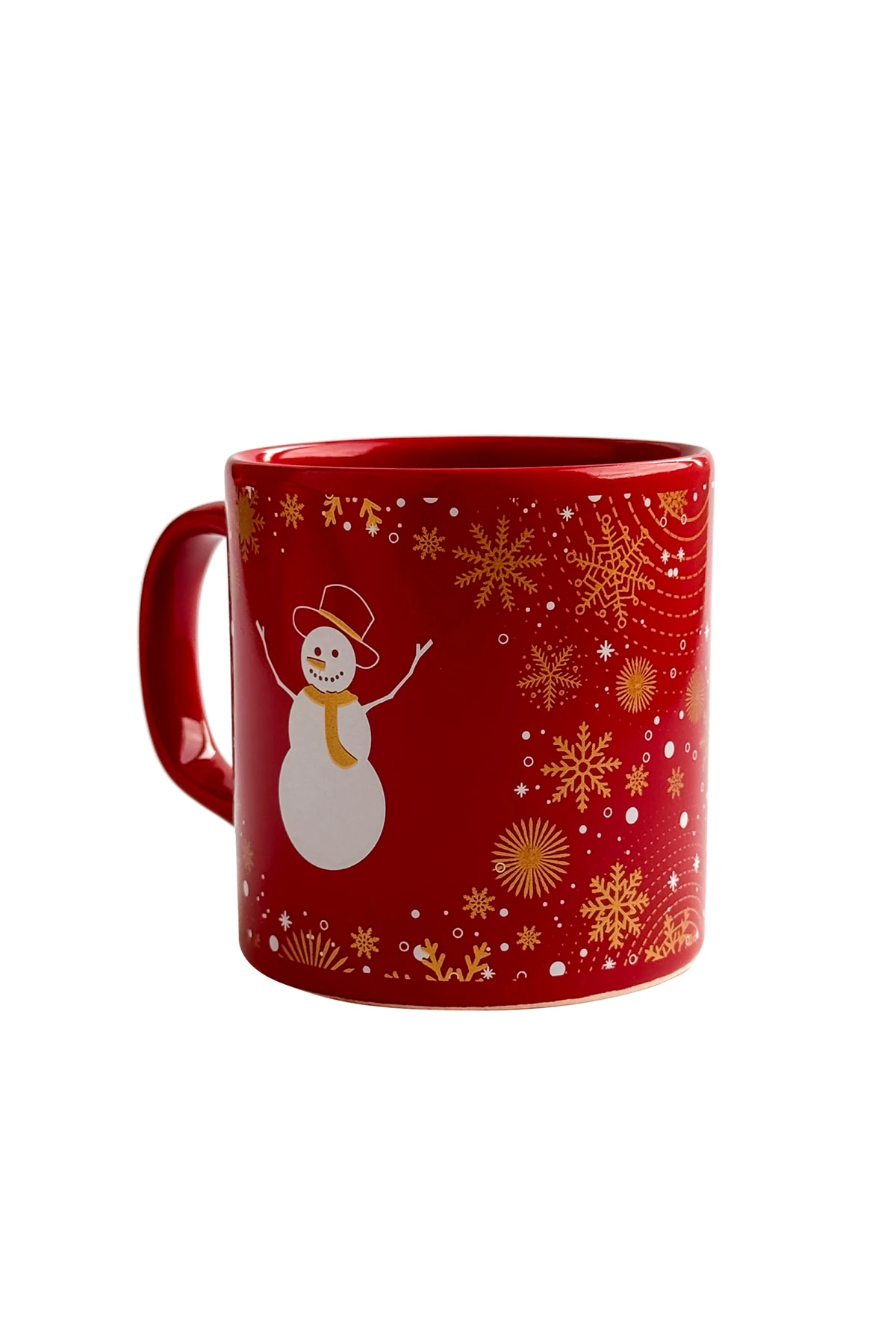 Noel Baba Desenli Seramik Altın Yaldızlı Yılbaşı Kupası