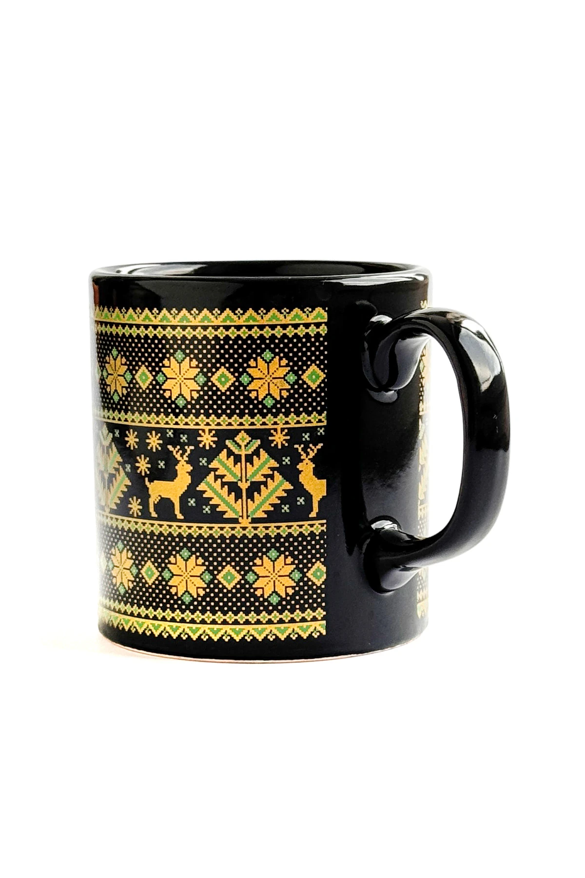 Kazak Desenli Seramik Altın Yaldızlı Yılbaşı Kupası