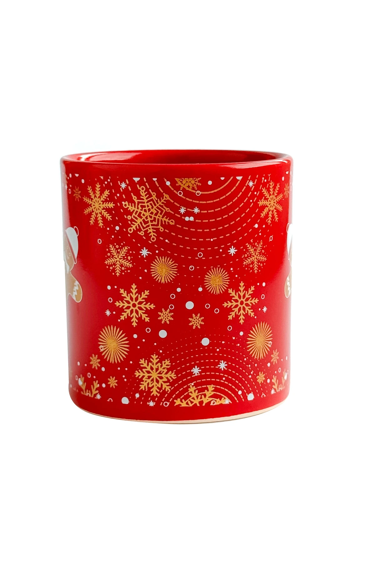 Kurabiye Adam Desenli Seramik Altın Yaldızlı Yılbaşı Kupası