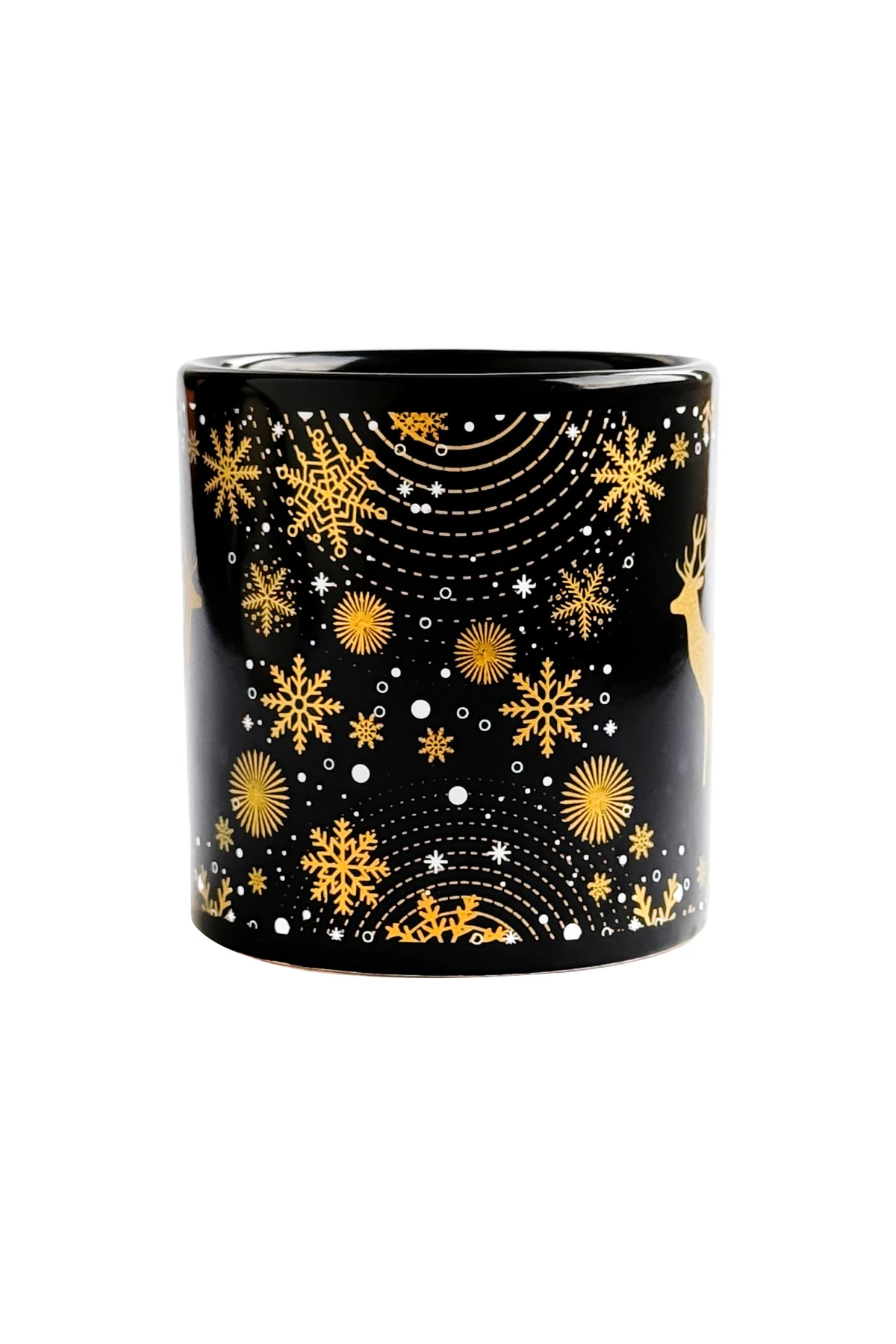 Geyik Desenli Seramik Altın Yaldızlı Yılbaşı Kupası