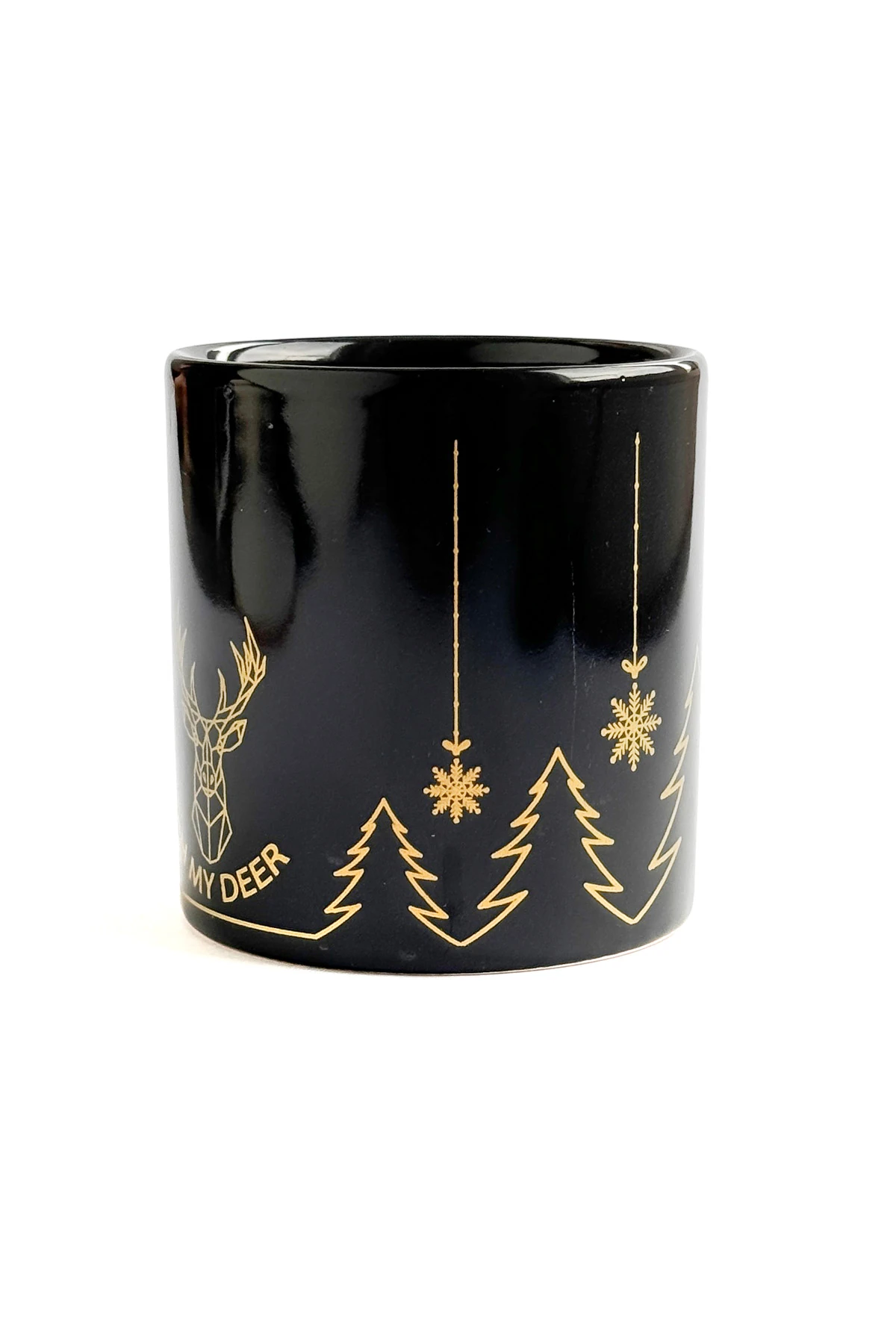 Geyik Desenli Seramik Altın Yaldızlı Yılbaşı Kupası