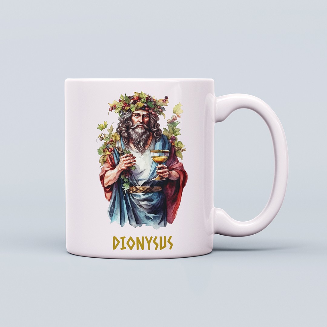 Yunan Tanrıları Temalı 330ml Seramik Kahve Kupası – Dionysus