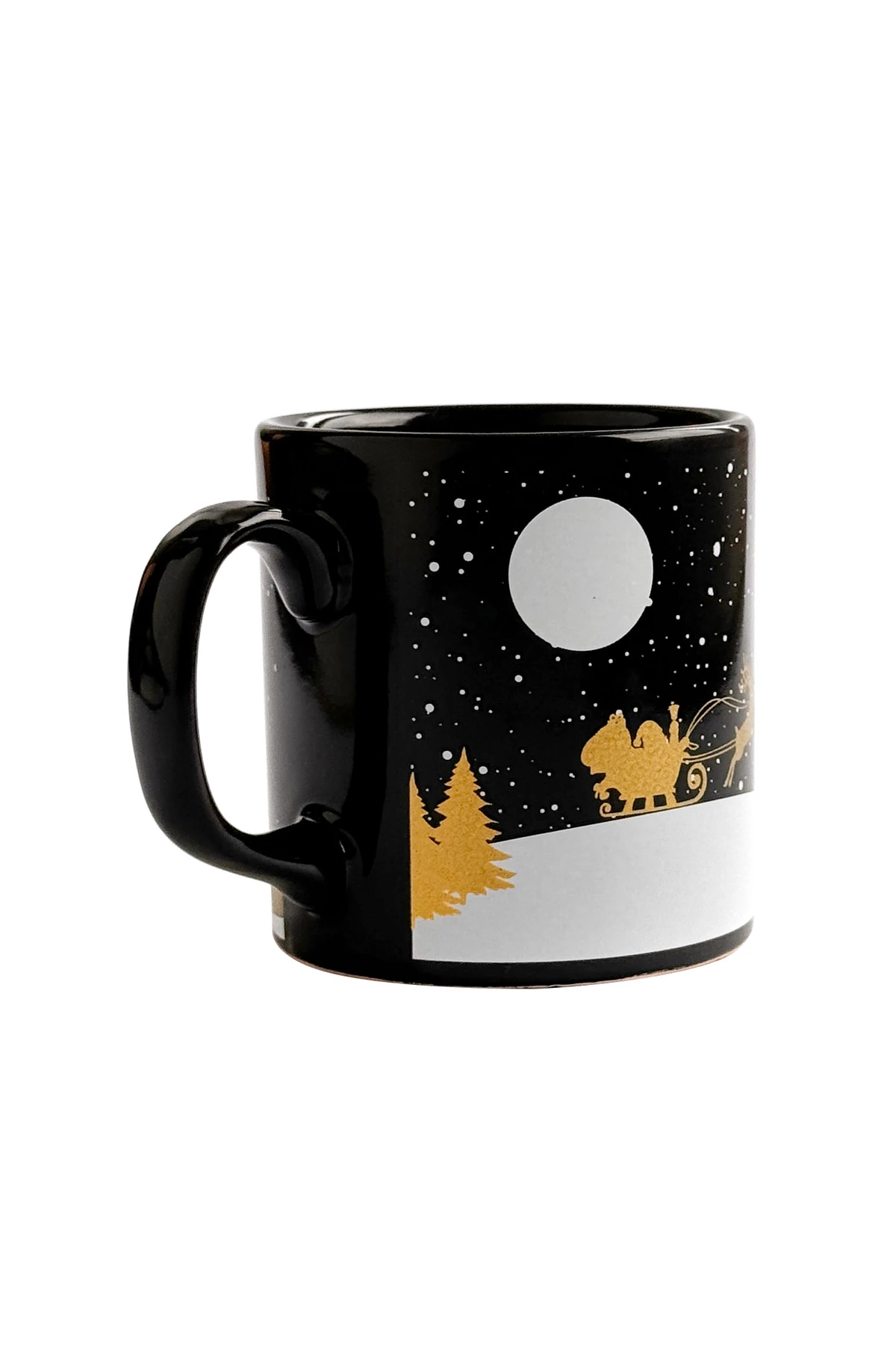 Noel Baba Desenli Seramik Altın Yaldızlı Yılbaşı Kupası