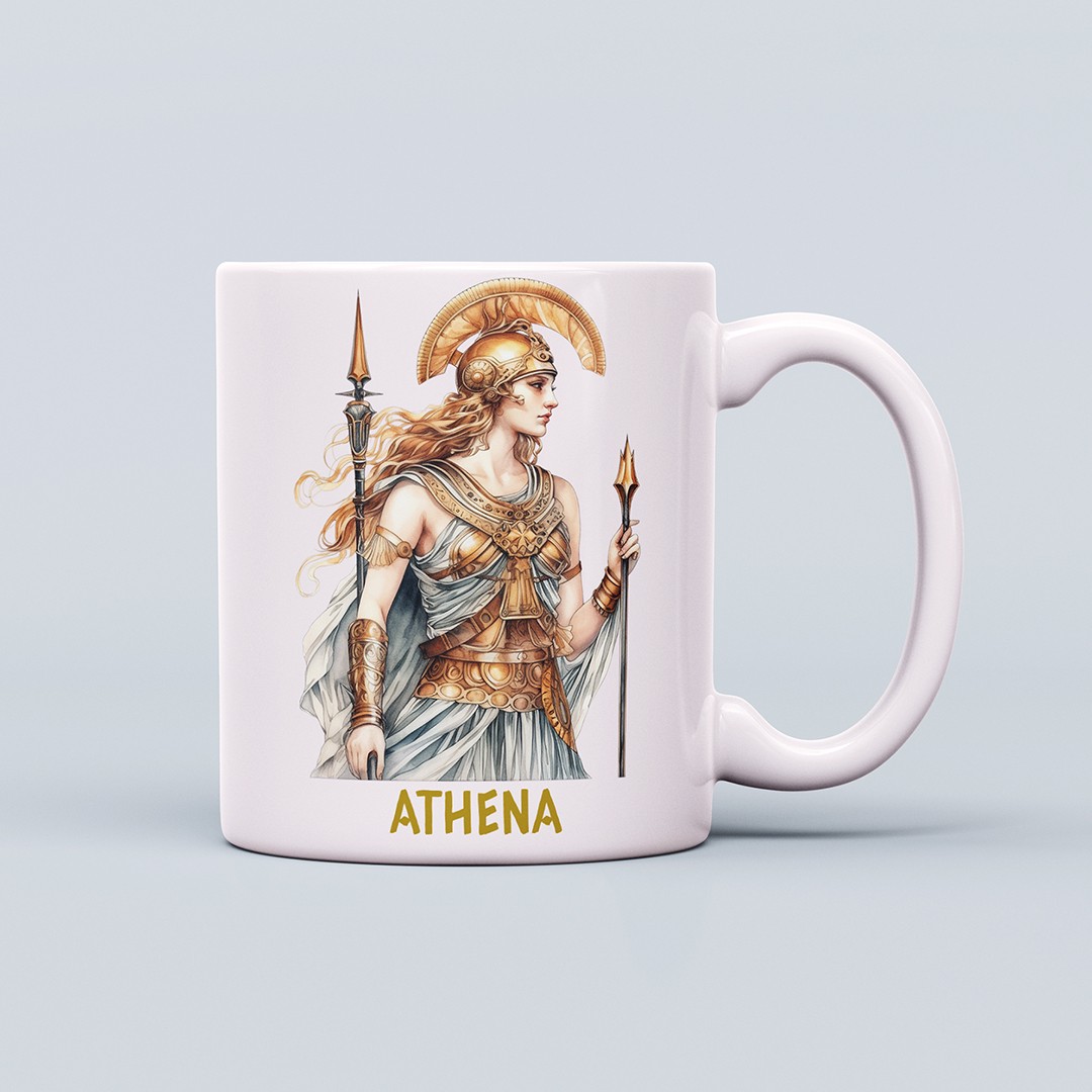 Yunan Tanrıları Temalı 330ml Seramik Kahve Kupası – Athena