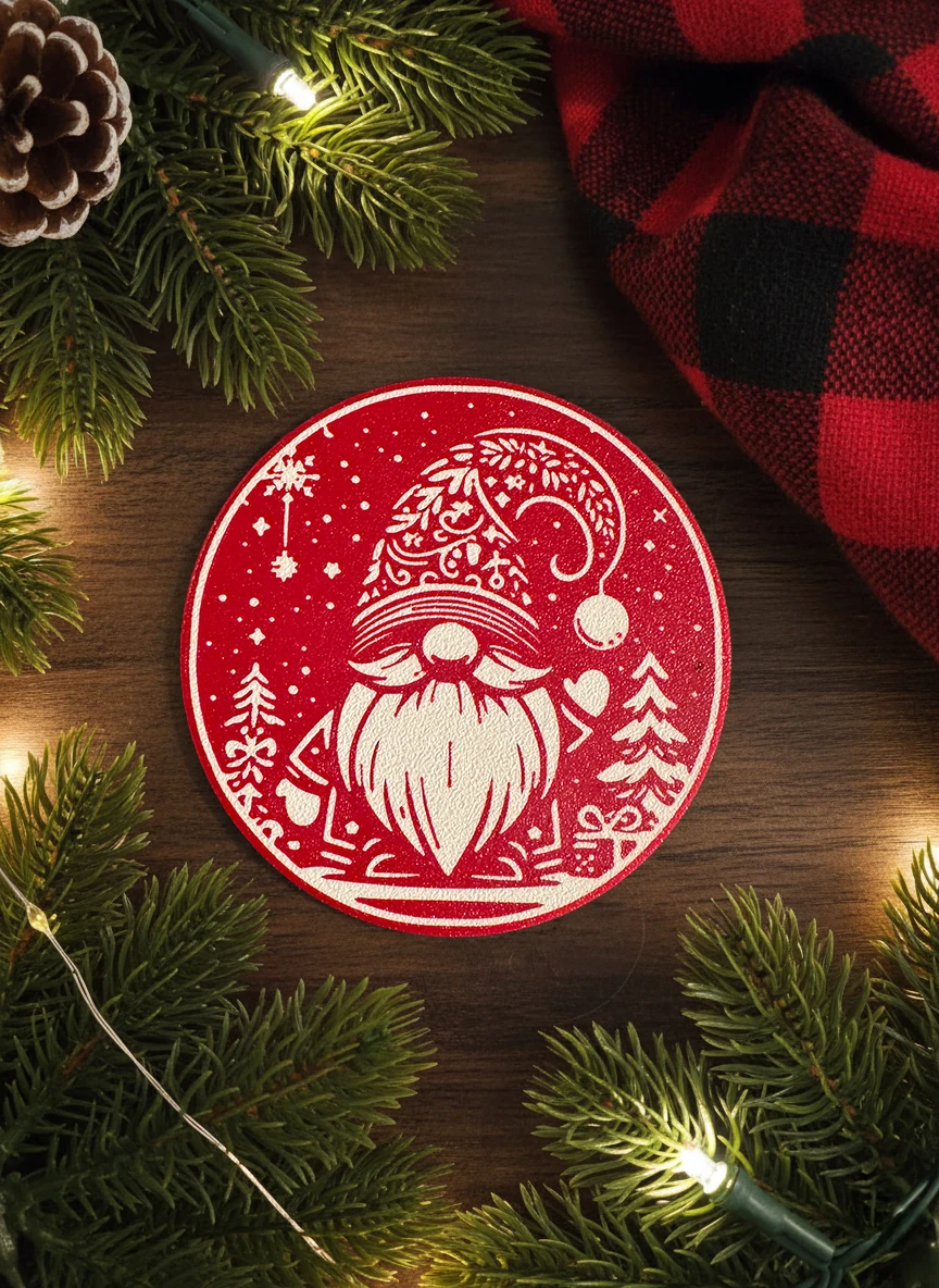 Yılbaşı Konseptli Bardak Altlığı Hediye Paketi Desenli