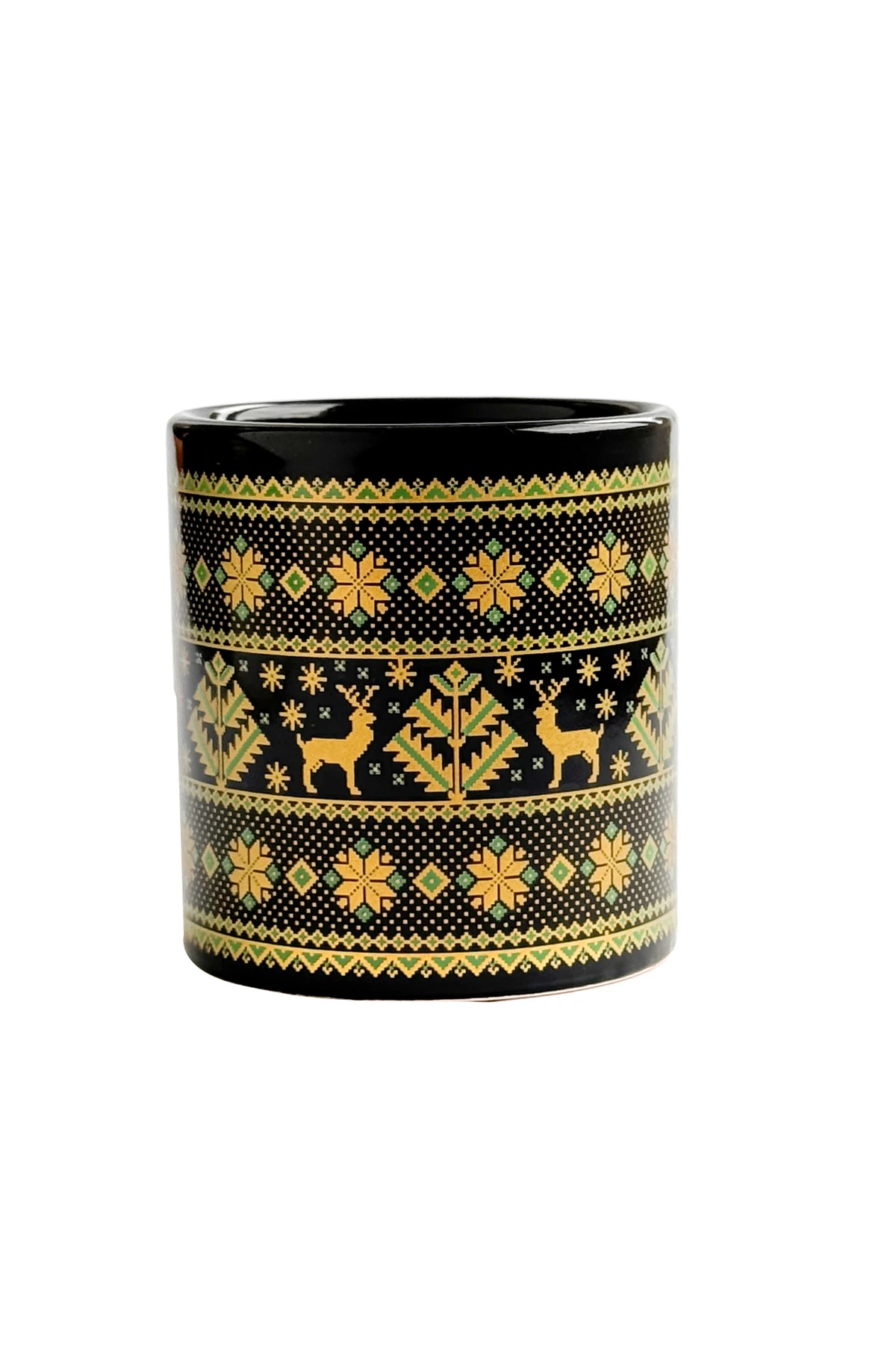 Kazak Desenli Seramik Altın Yaldızlı Yılbaşı Kupası