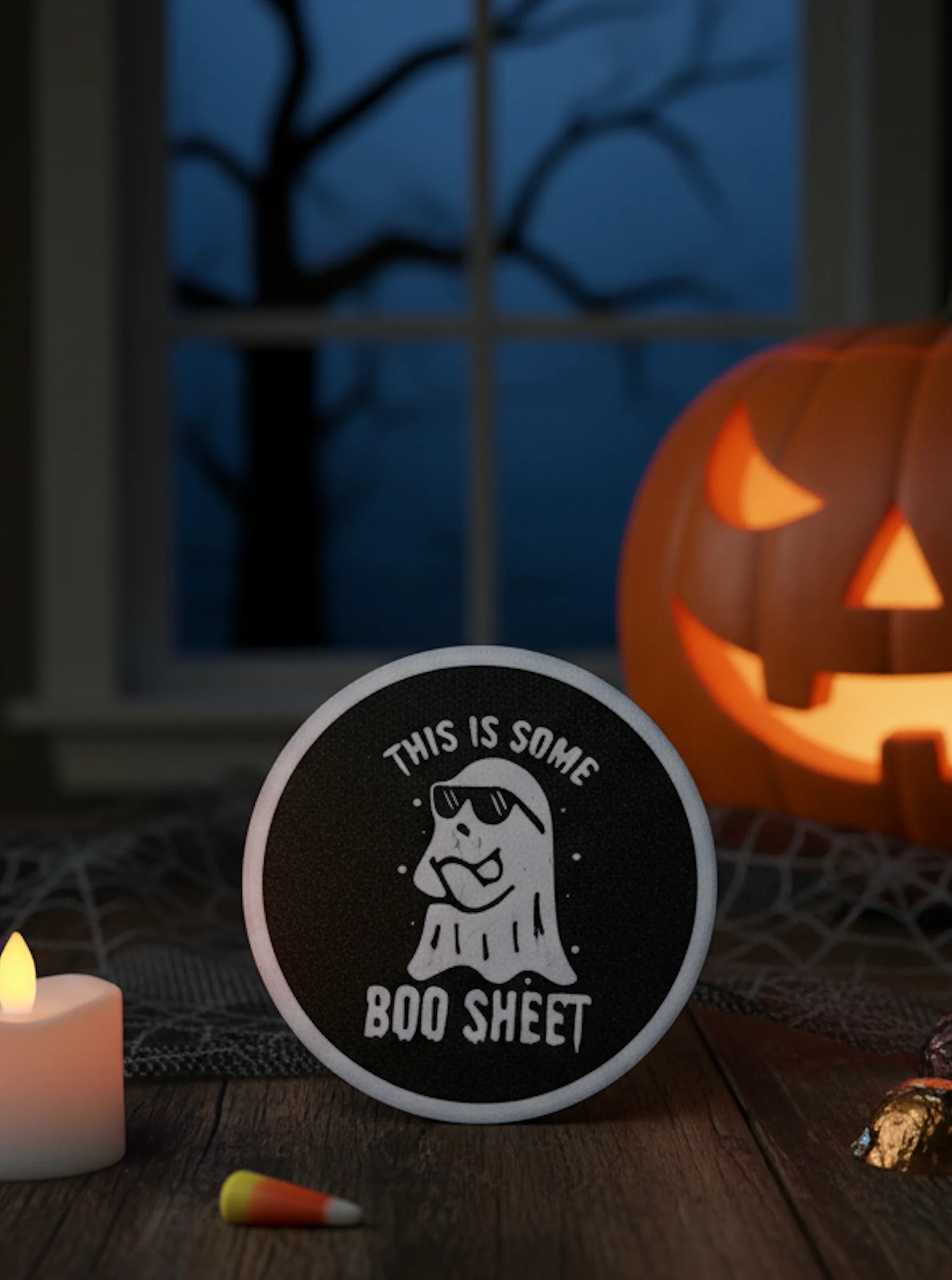 Cadılar Bayramı Halloween "This Is Some Boo Sheet" Bardak Altlığı