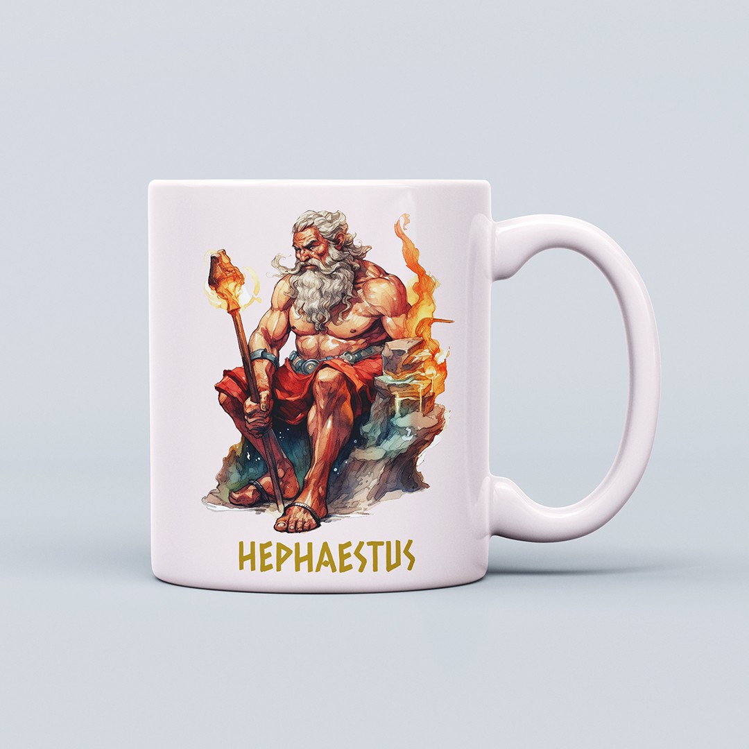 Yunan Tanrıları Temalı 330ml Seramik Kahve Kupası – Hephaestus