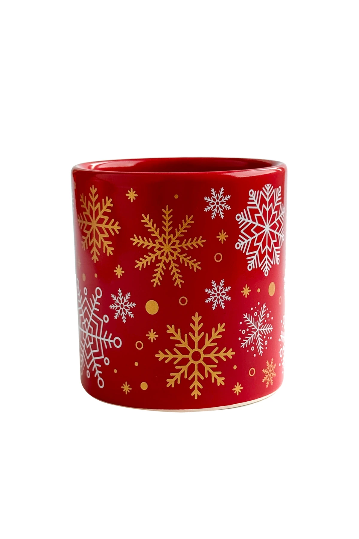 Kar Tanesi Desenli Seramik Altın Yaldızlı Yılbaşı Kupası