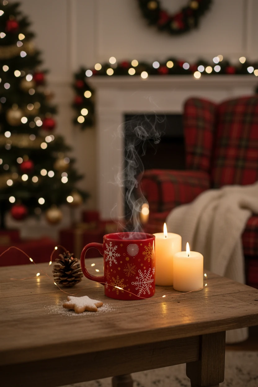 Kar Tanesi Desenli Seramik Altın Yaldızlı Yılbaşı Kupası