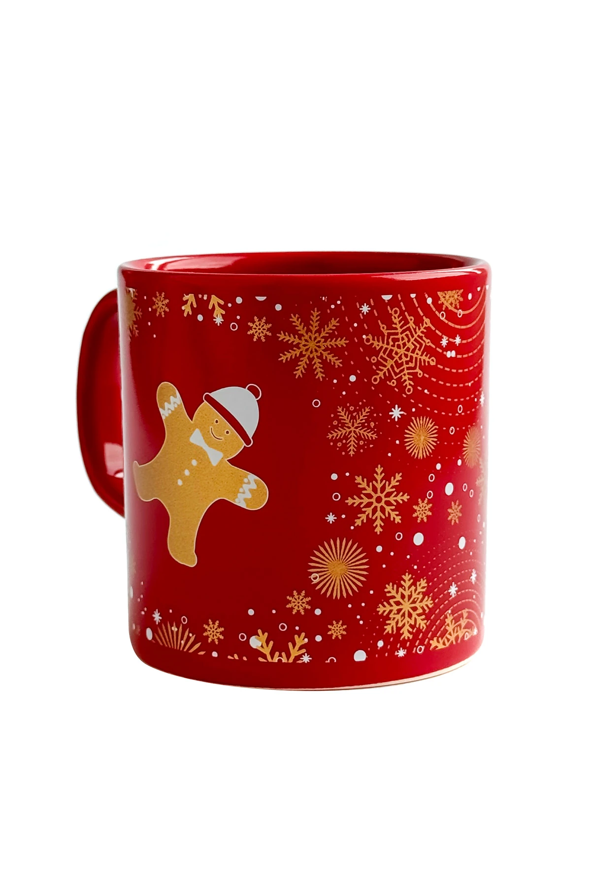 Kurabiye Adam Desenli Seramik Altın Yaldızlı Yılbaşı Kupası