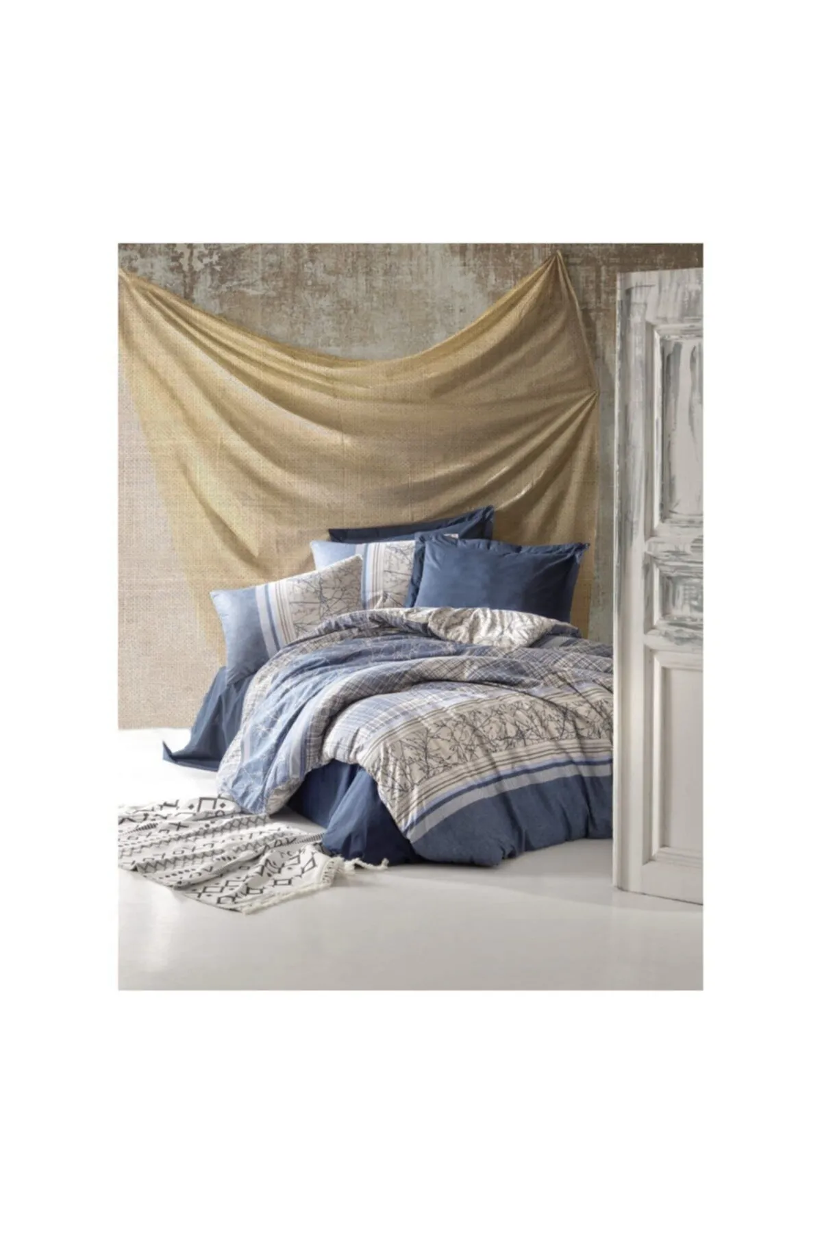 COTTON BOX Serra Çift Kişilik Lacivert Nevresim Takımı