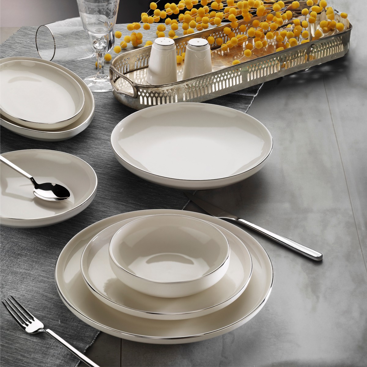 Acoustic Silver 30 Parça 6 Kişilik Yemek Takımı