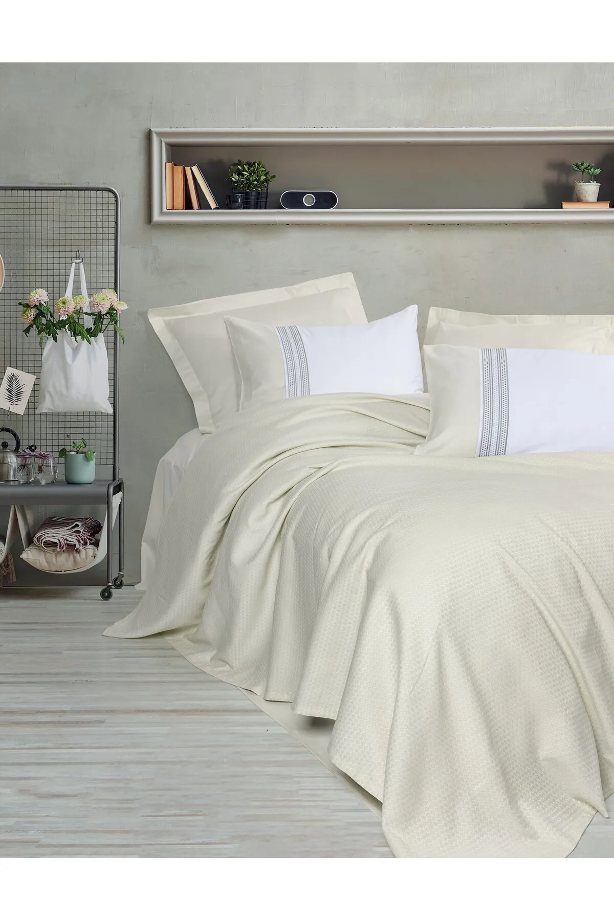 Lusso Bambu Çift Kişilik Pike Takımı Lessy Yeşil