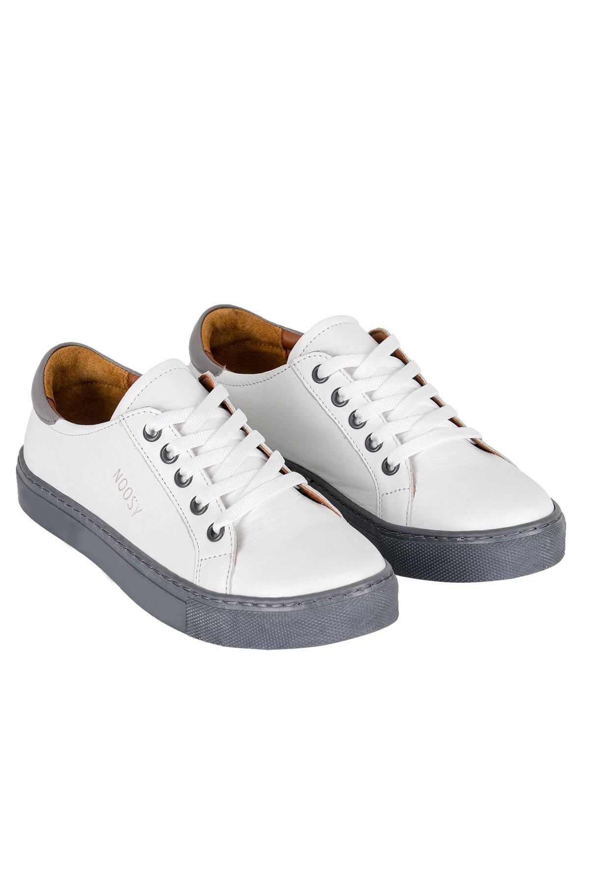 Gri Beyaz- Hakiki Deri Unisex Sneaker