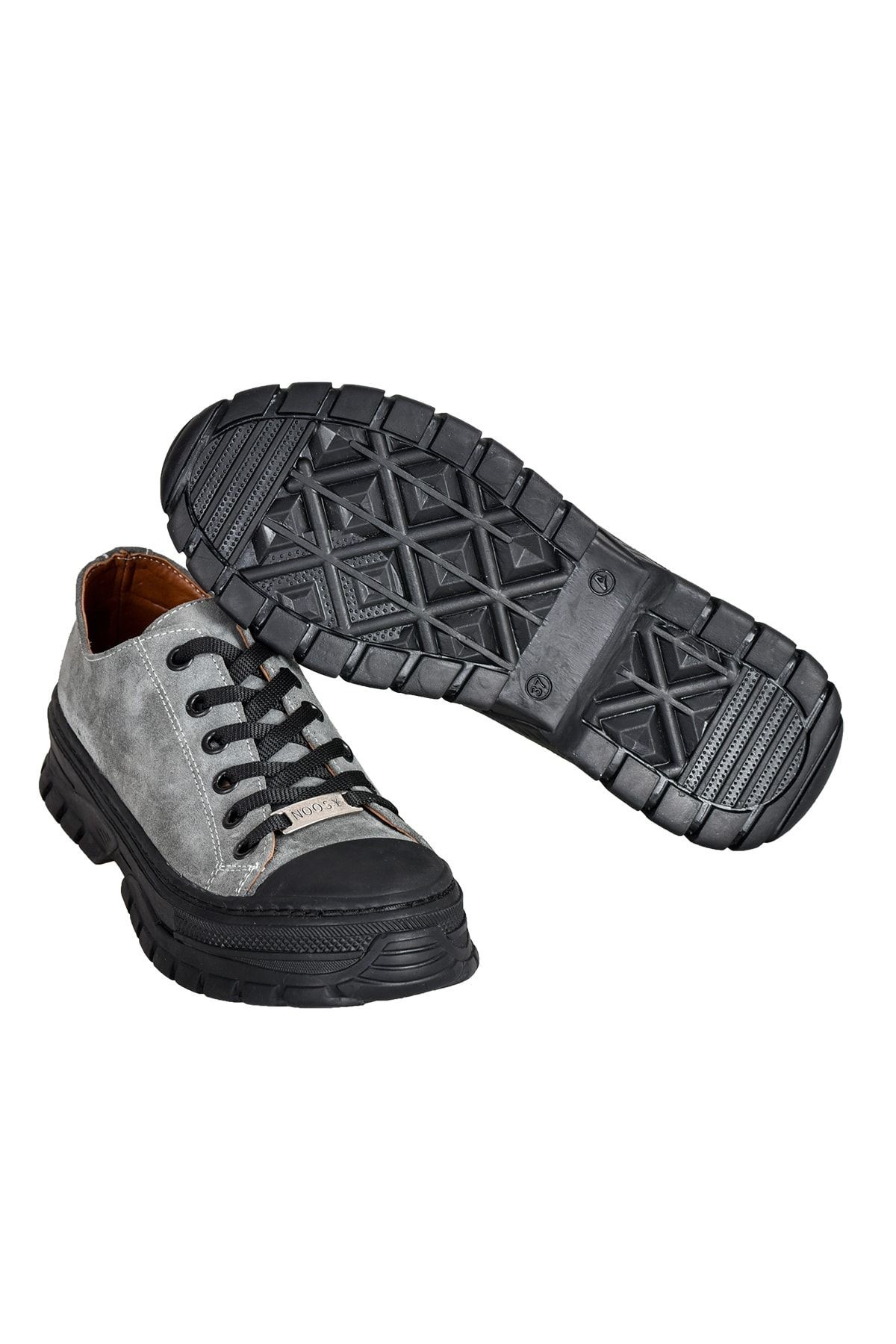 Hakiki Deri Gri Kadın Sneaker