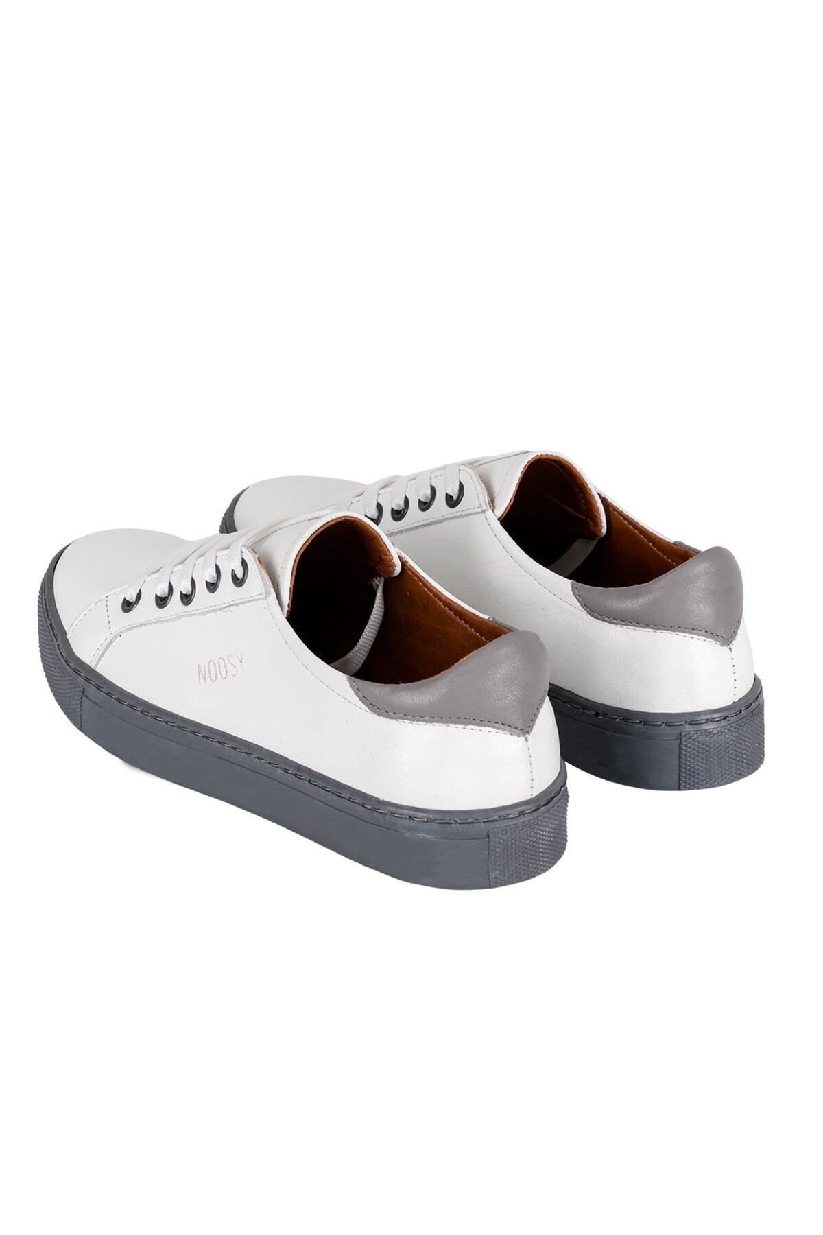 Gri Beyaz- Hakiki Deri Unisex Sneaker
