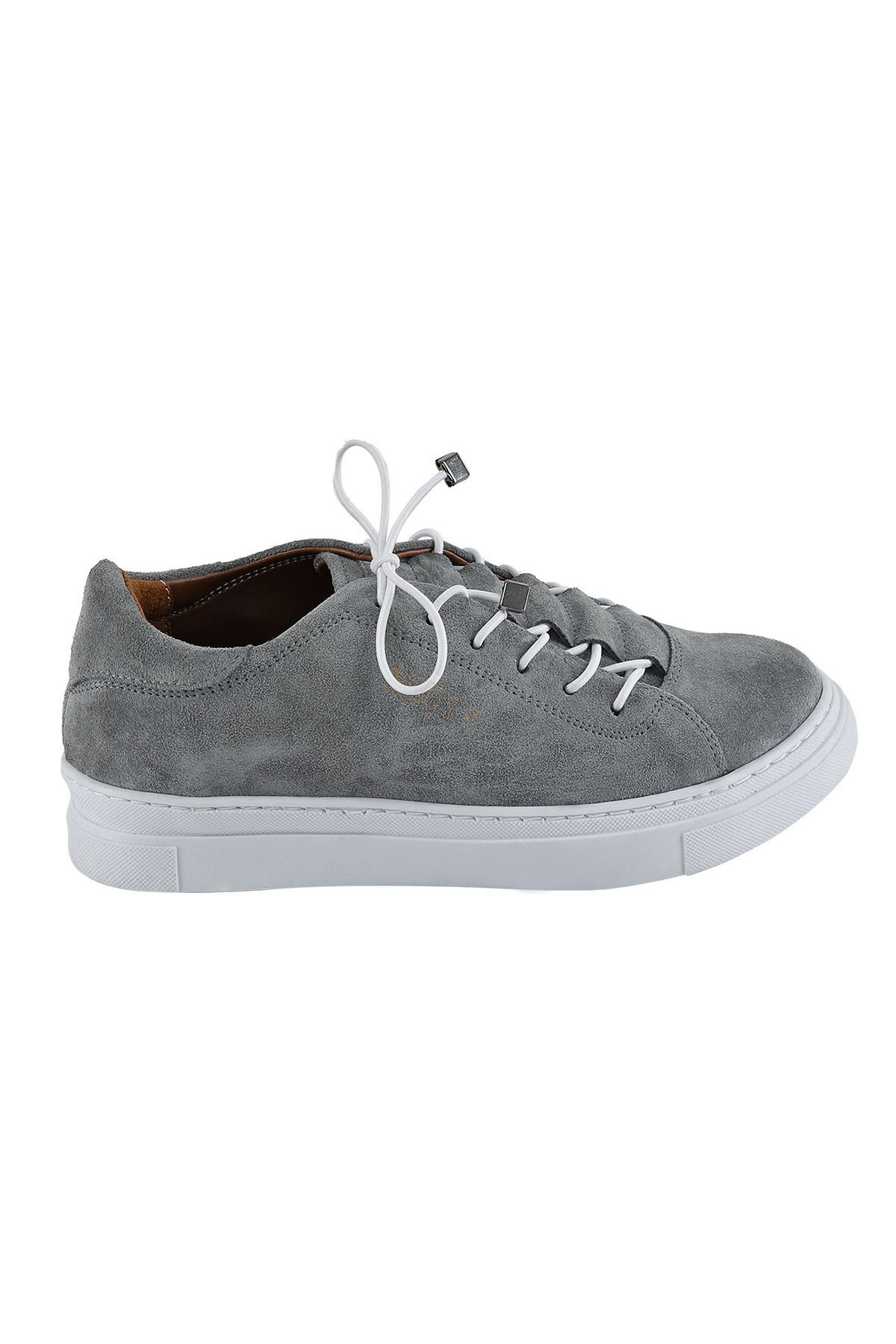 Hakiki Deri Gri Unisex Çocuk Sneaker