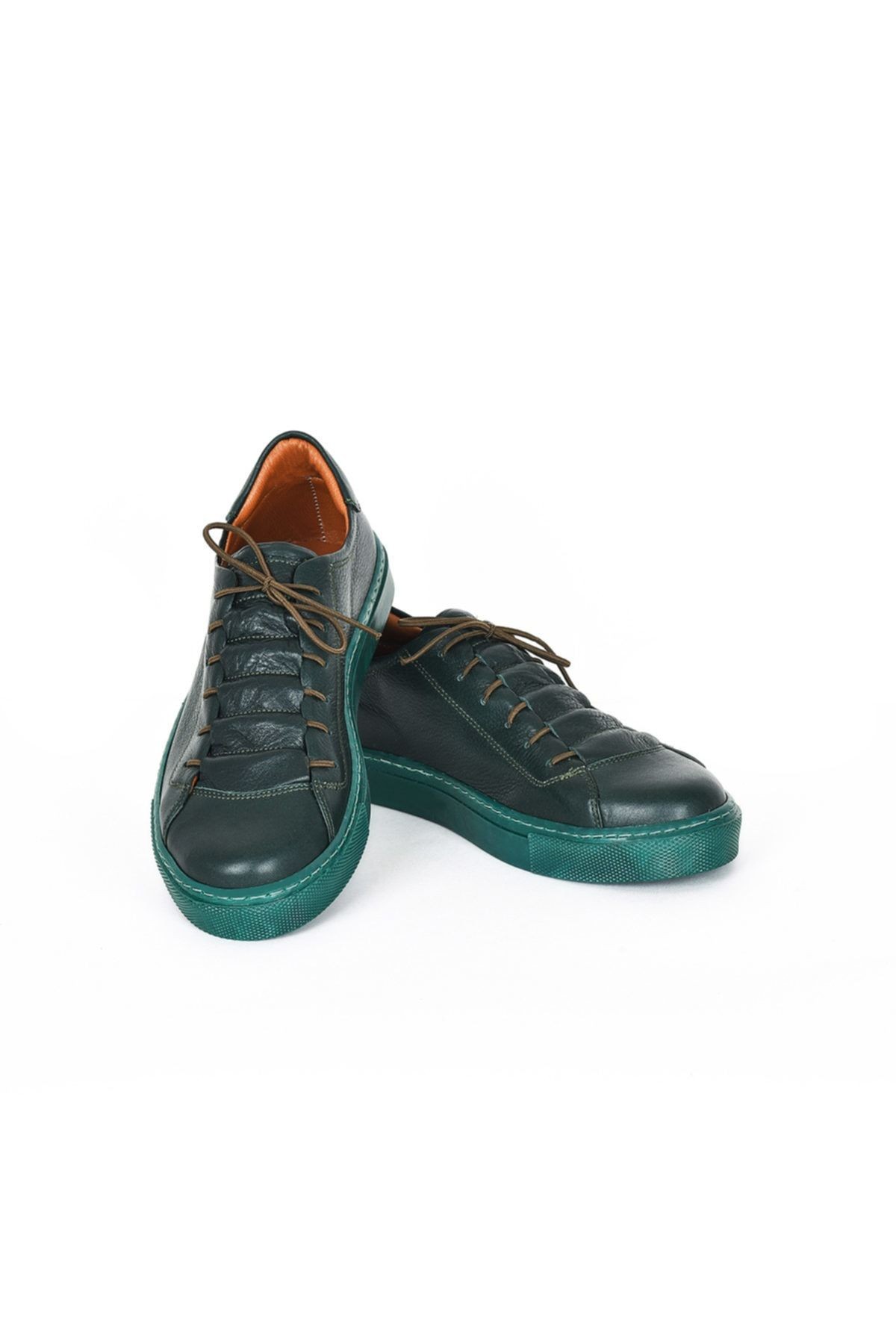 Yeni Hakiki Deri Yeşil Kadın Sneaker  890799
