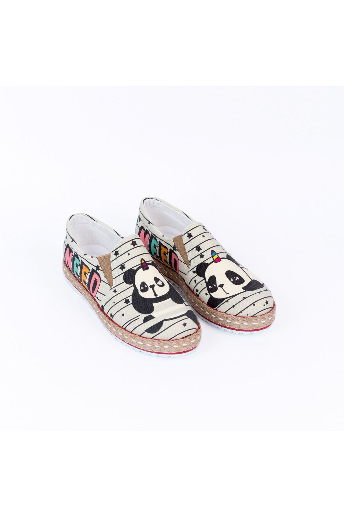 Baskılı Renkli Butterfly Tasarım Keten Kadın Sneaker