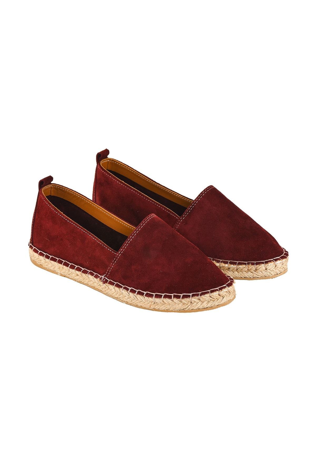Erkek Bordo Hakiki Deri El Yapımı Espadril